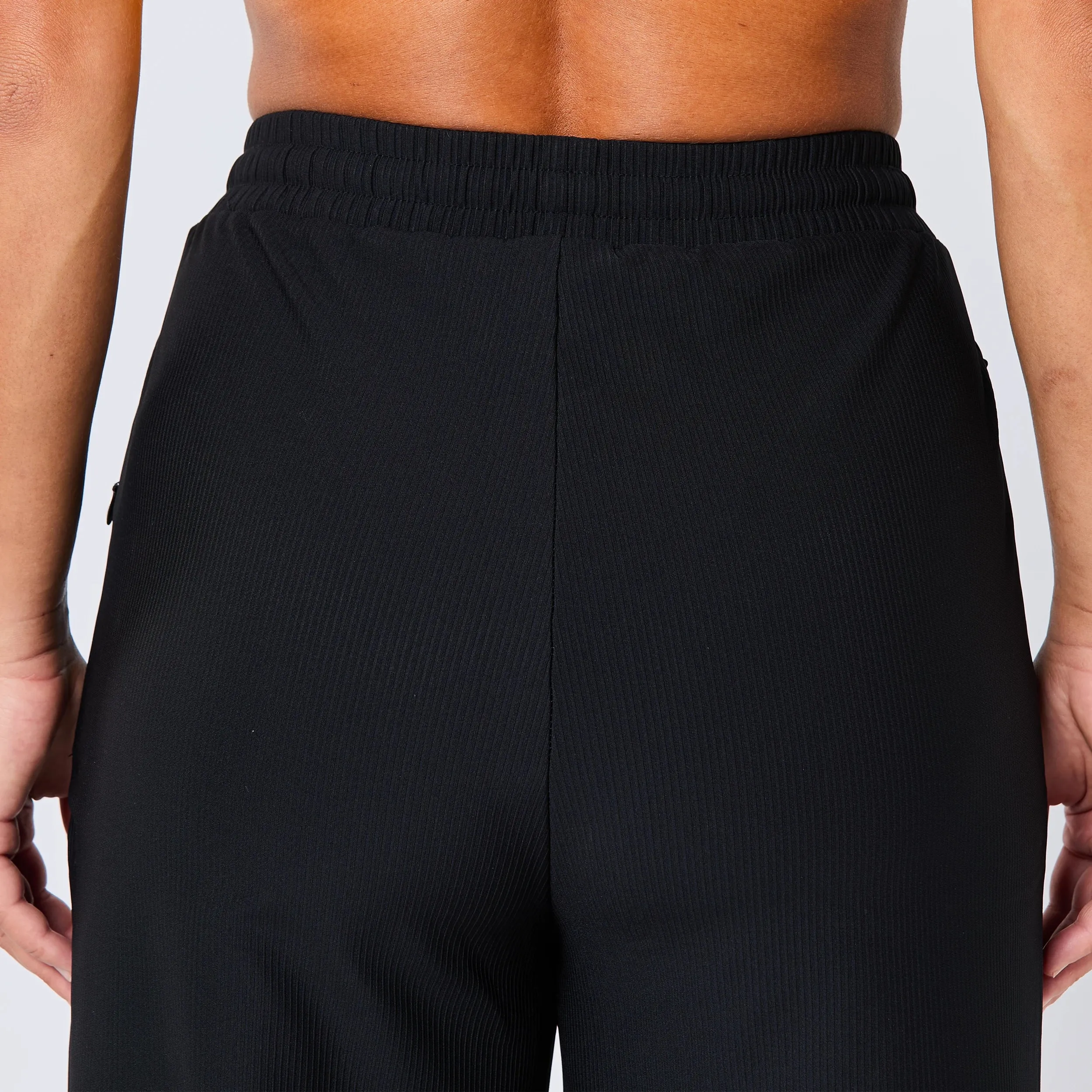 Ribbed Wide Leg Pants - Black