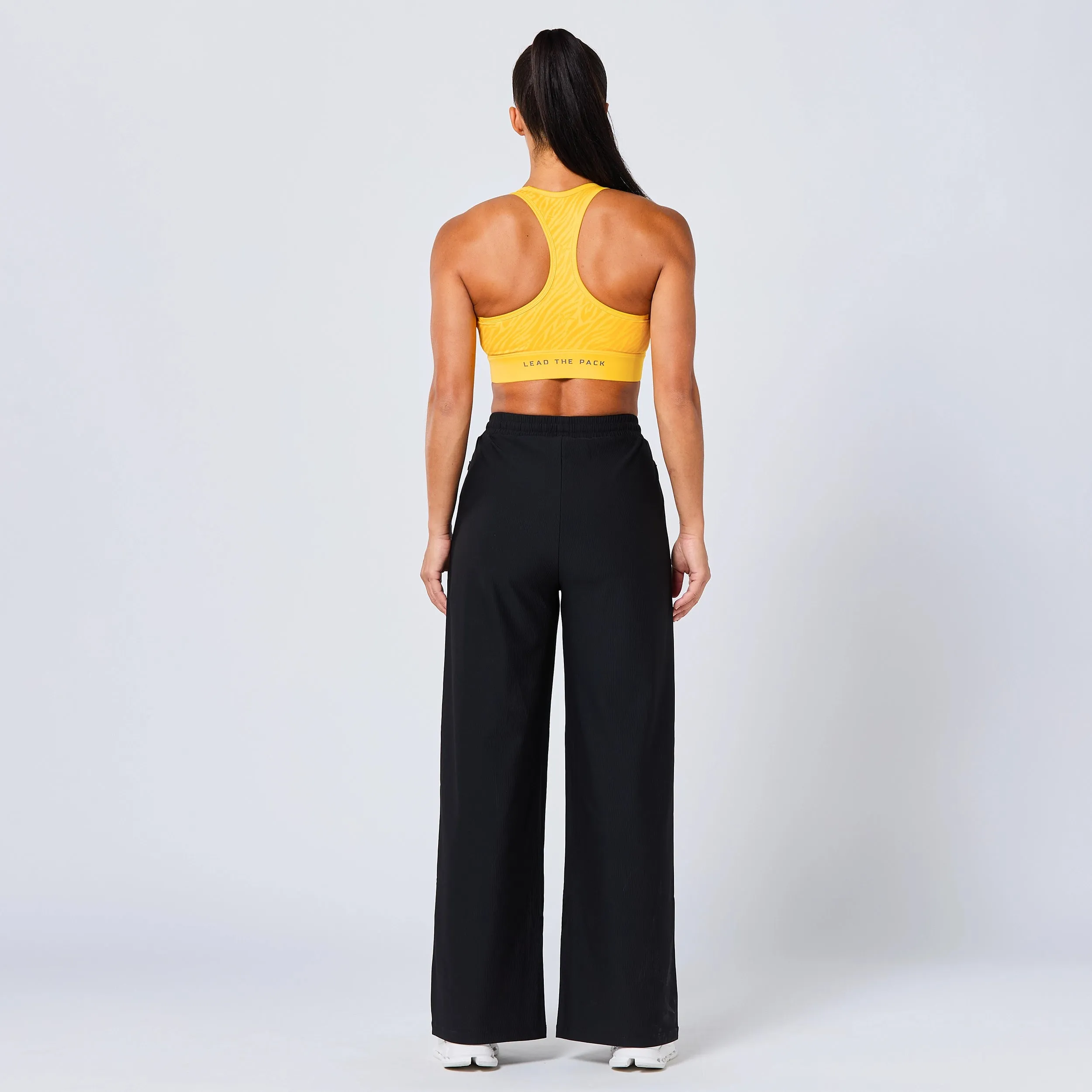 Ribbed Wide Leg Pants - Black