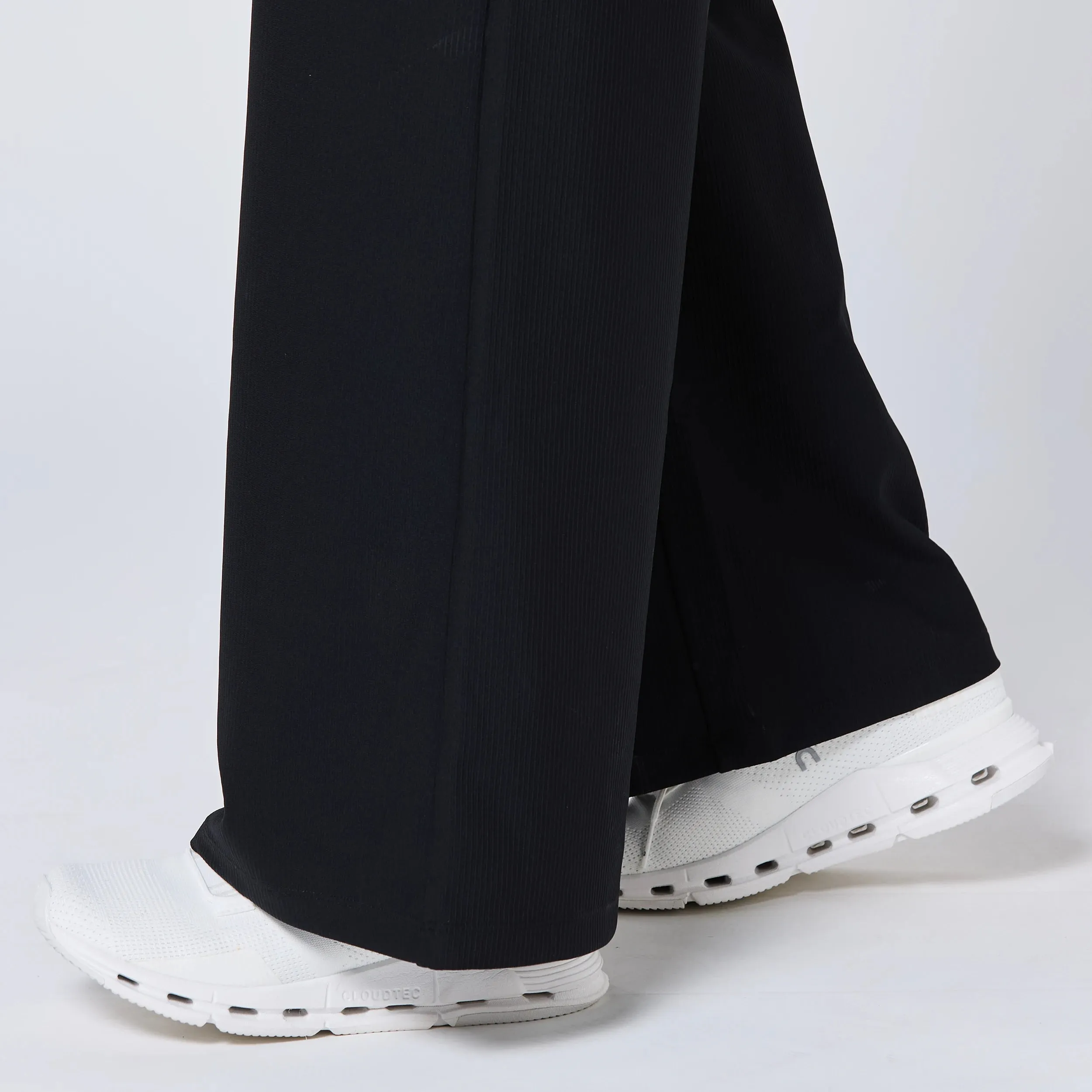 Ribbed Wide Leg Pants - Black