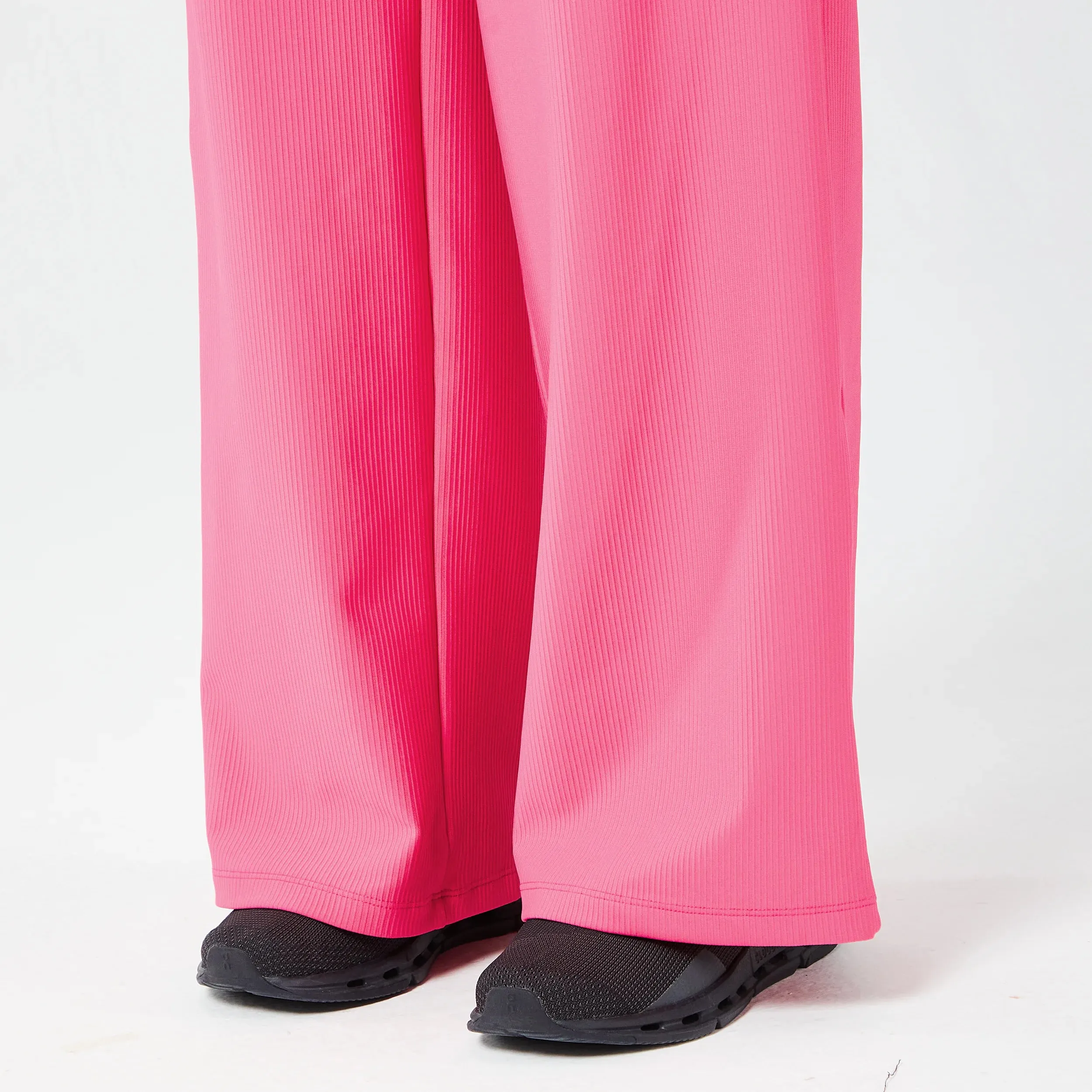 Ribbed Wide Leg Pants - Hot Pink