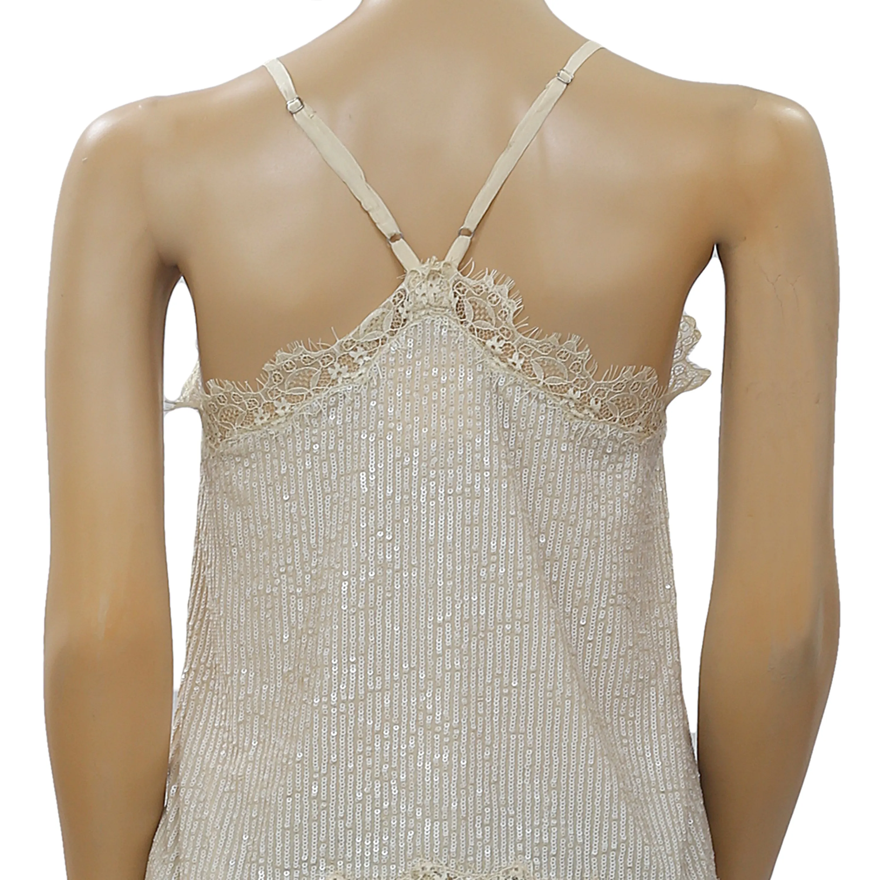 Semicouture Beige Sequin Blouse Cami Top