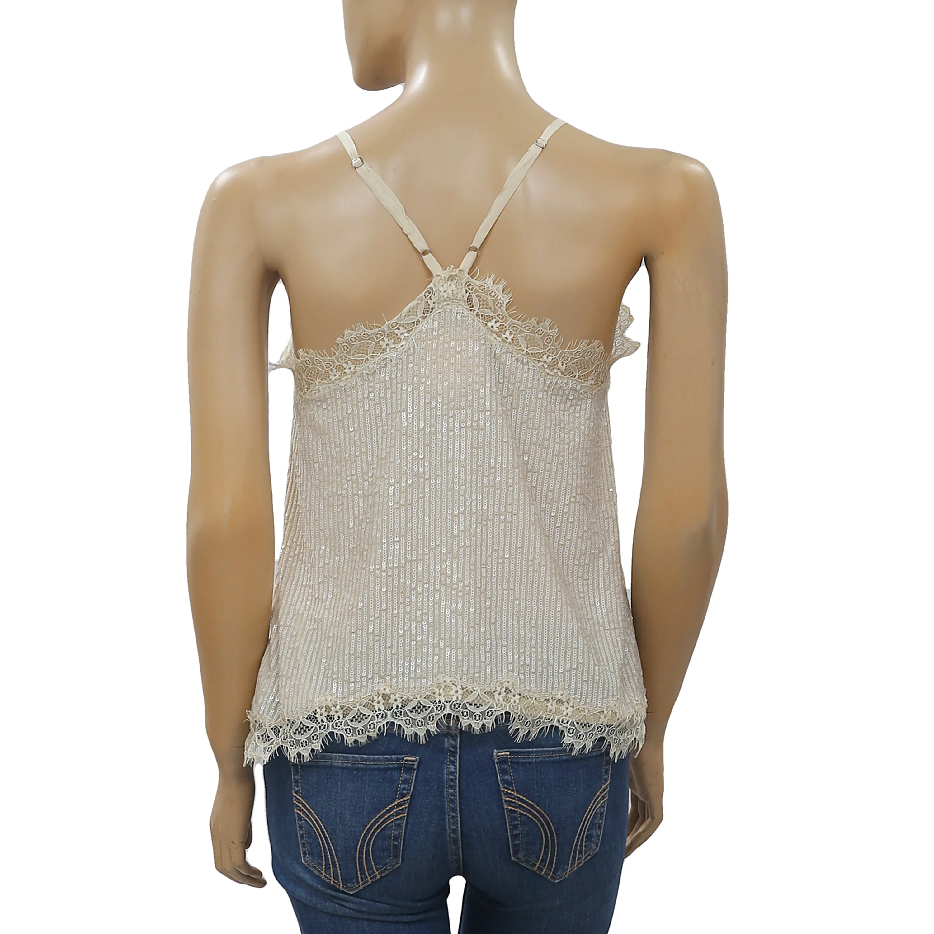 Semicouture Beige Sequin Blouse Cami Top