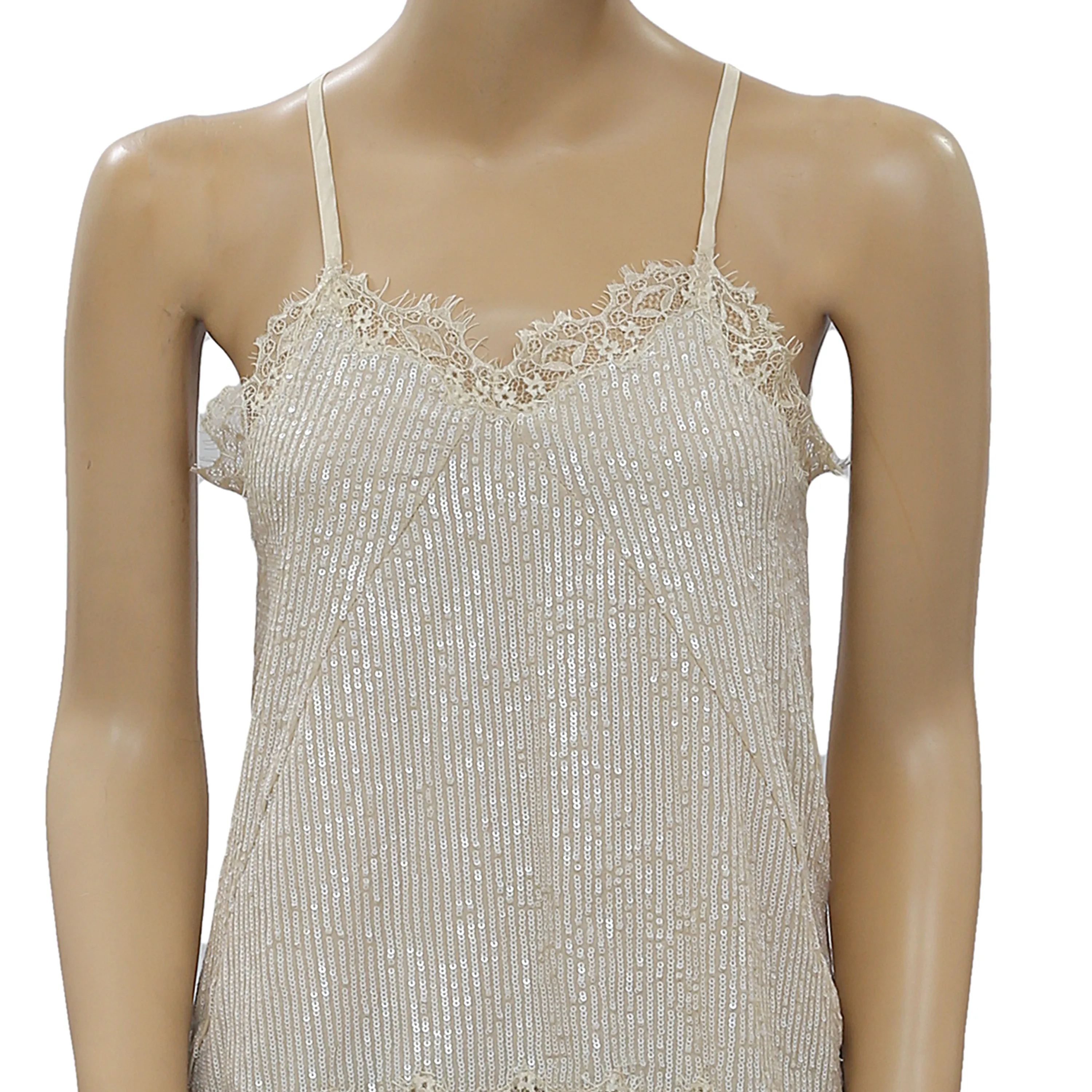 Semicouture Beige Sequin Blouse Cami Top
