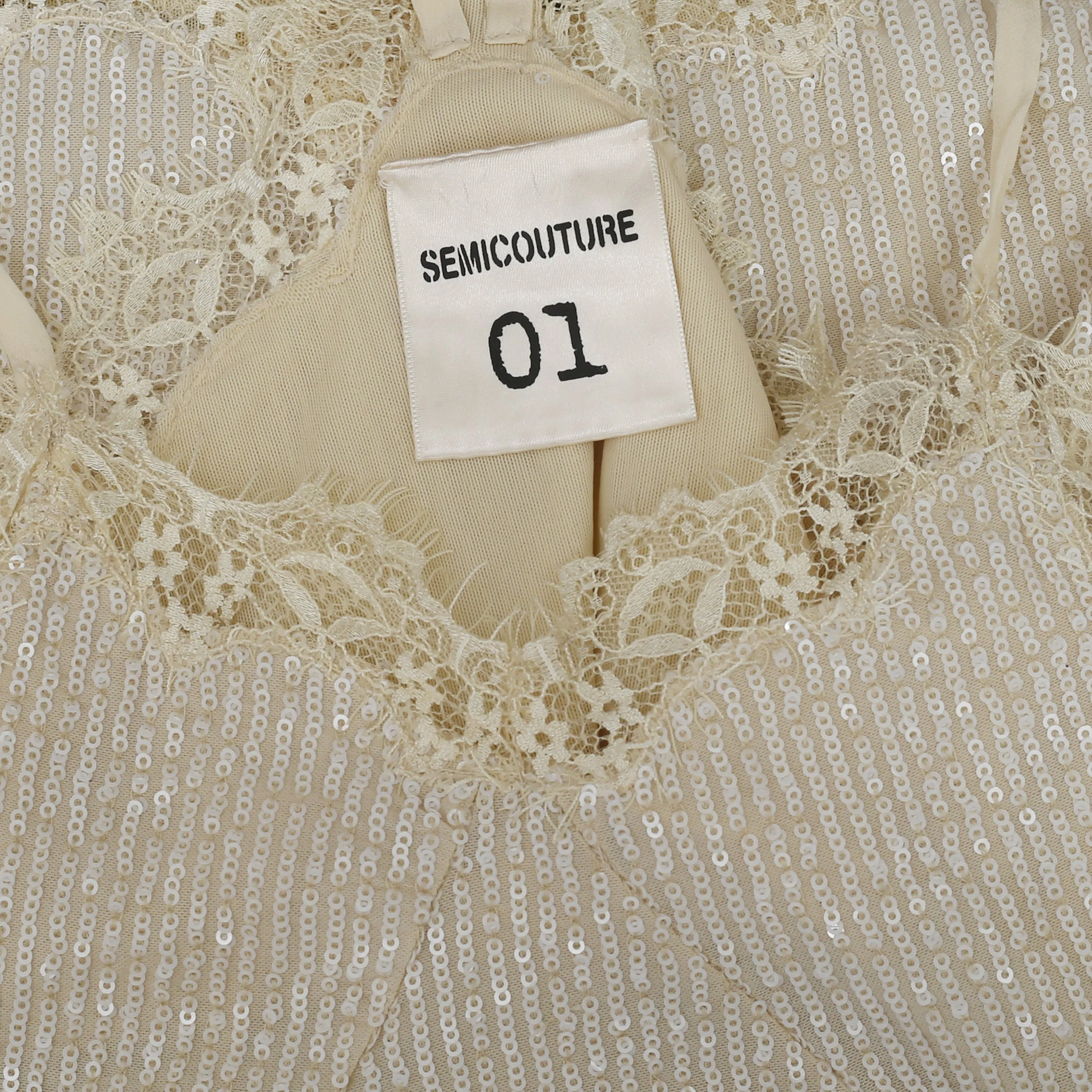 Semicouture Beige Sequin Blouse Cami Top