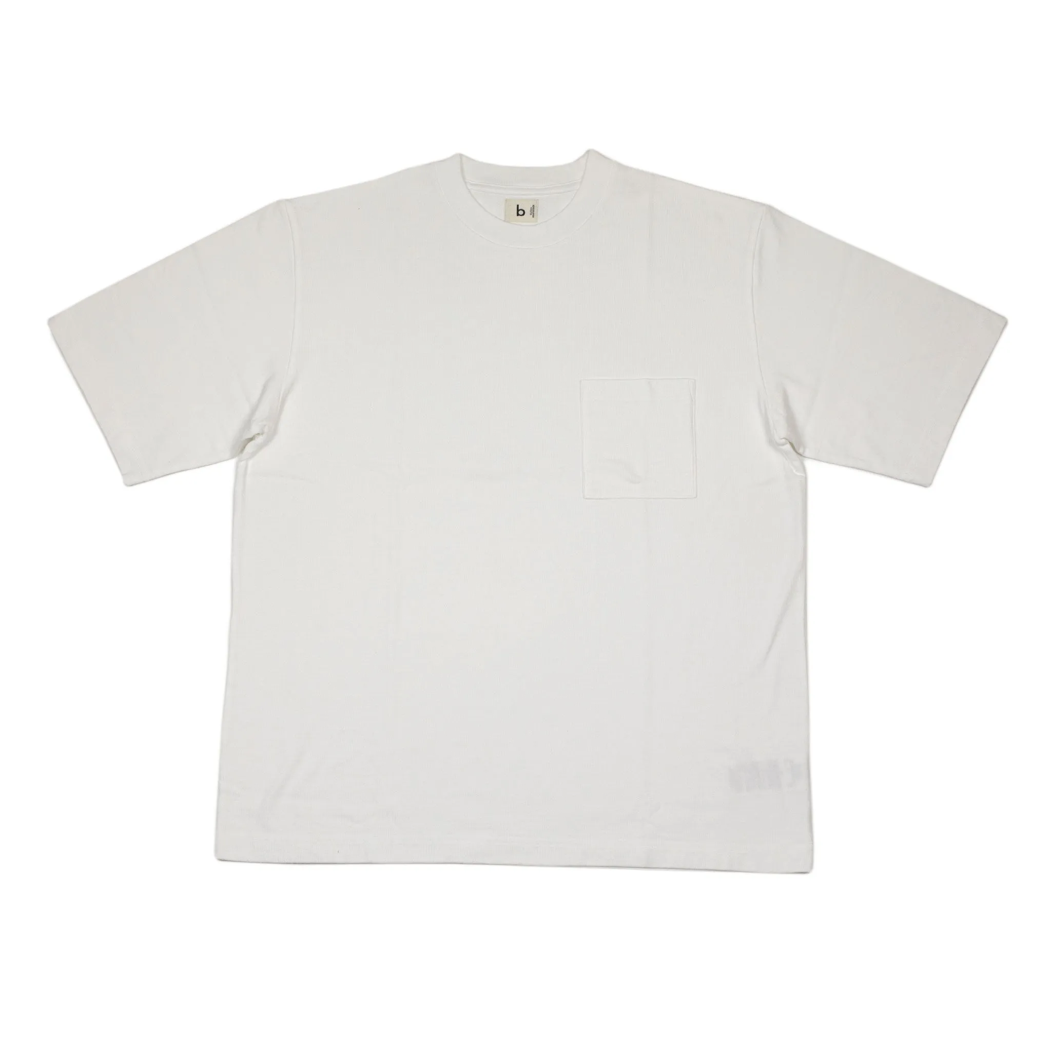 Soft cotton crewneck pocket tee in off-white (restock)