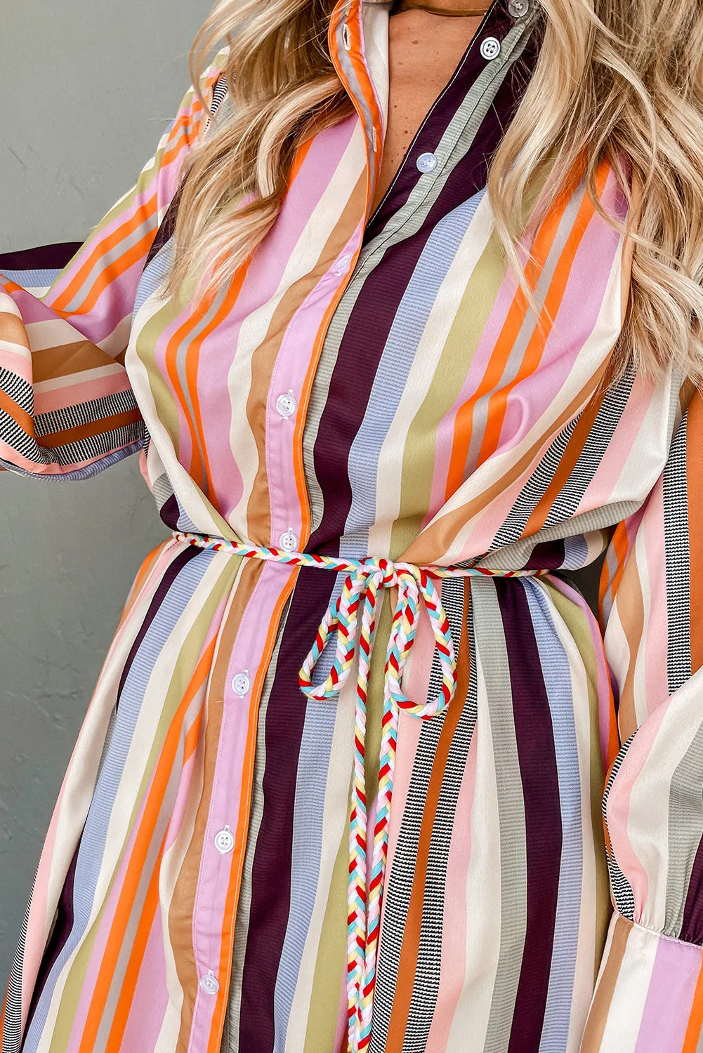 Stripe Tassel Tie Maxi Dress