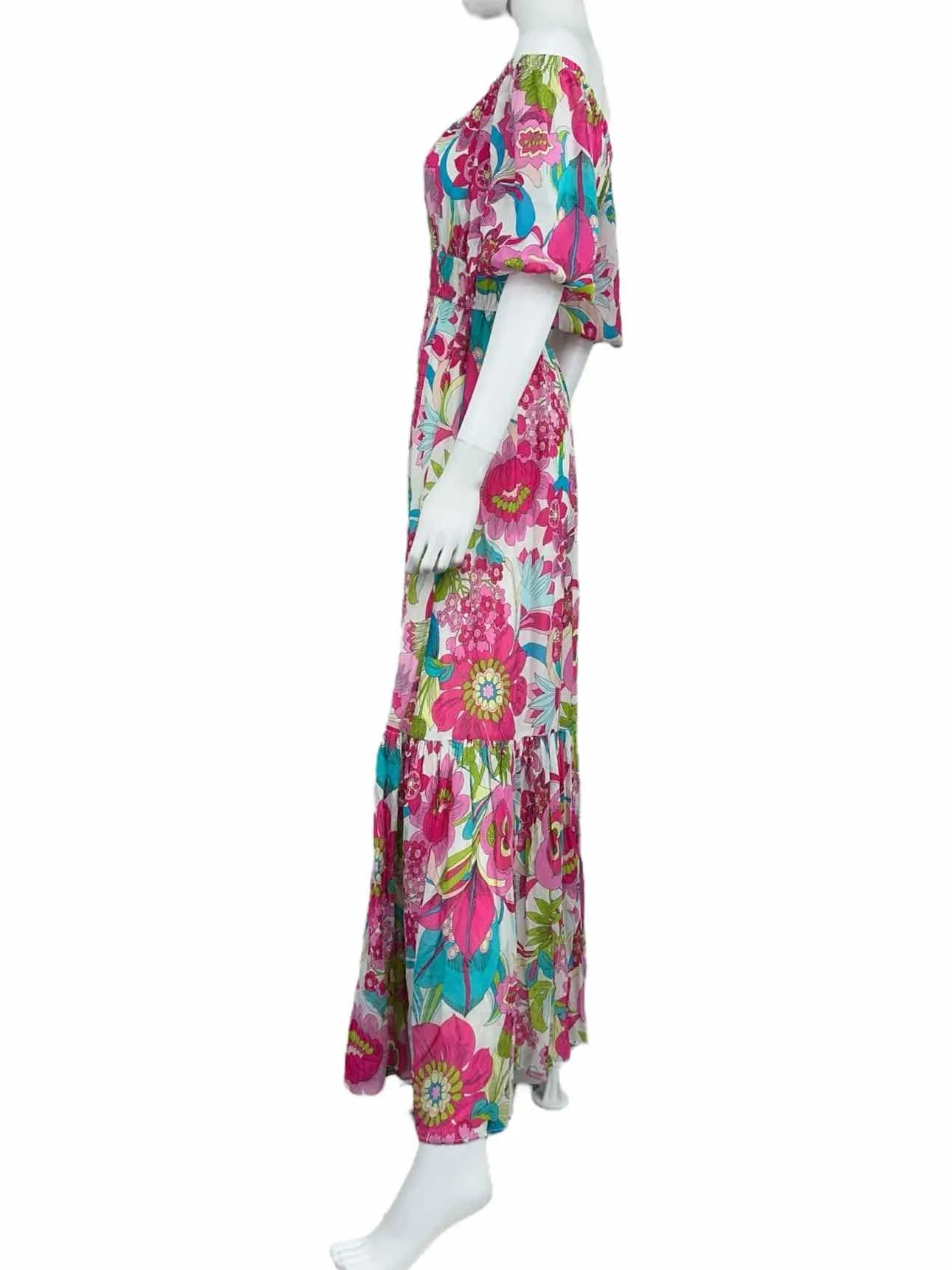 Trina Turk Silk Blend Pink Floral Maxi Sundress Size M