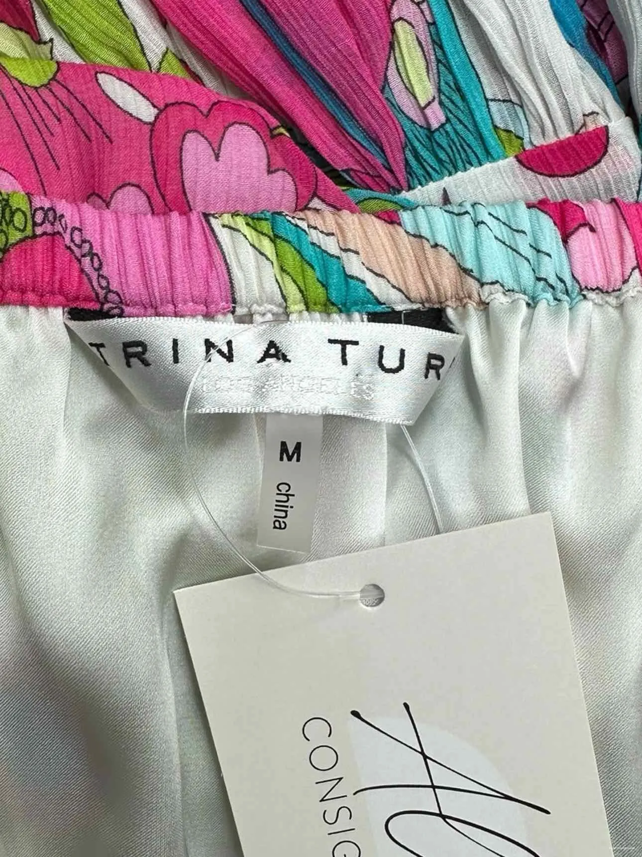 Trina Turk Silk Blend Pink Floral Maxi Sundress Size M