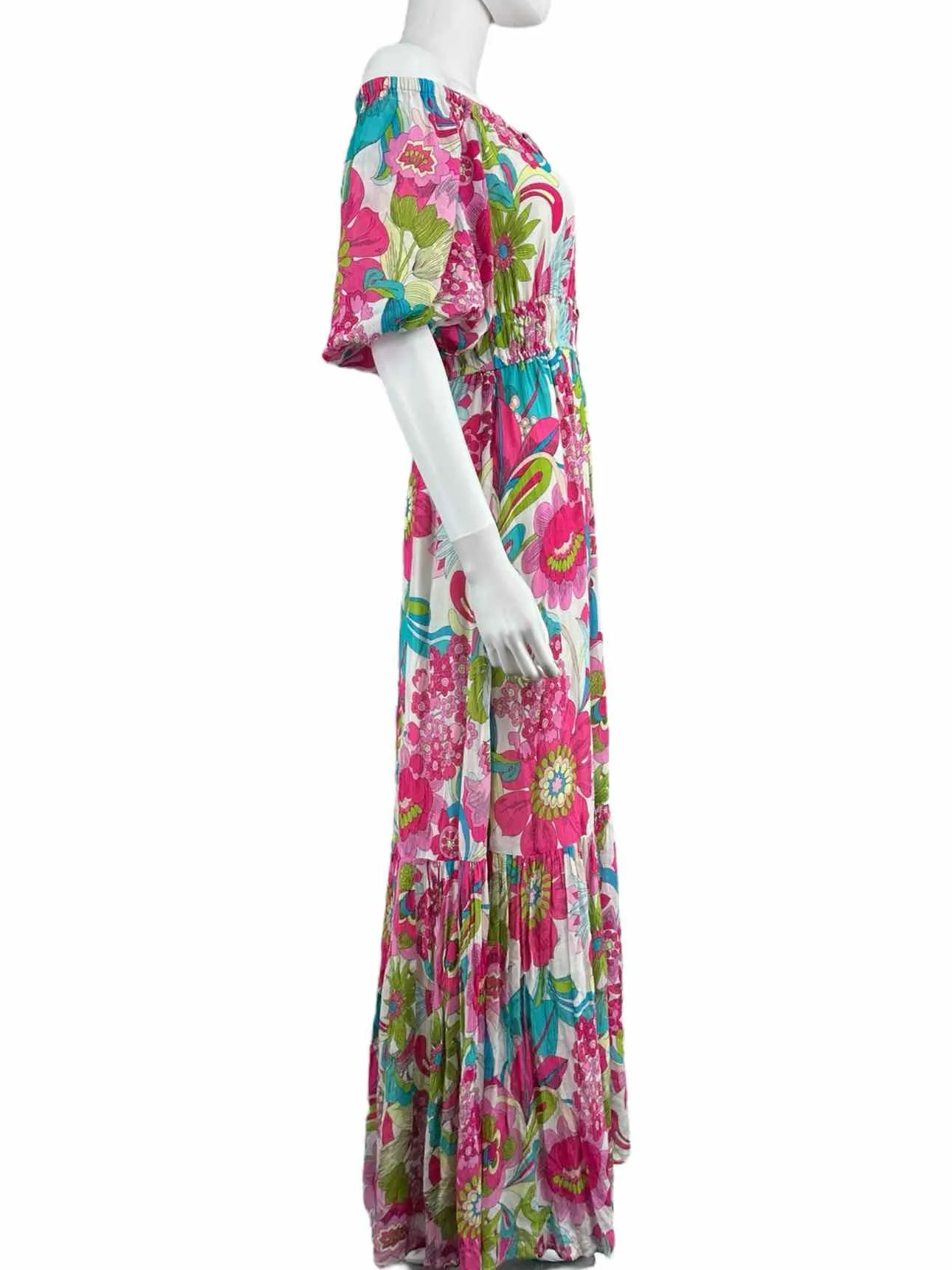 Trina Turk Silk Blend Pink Floral Maxi Sundress Size M