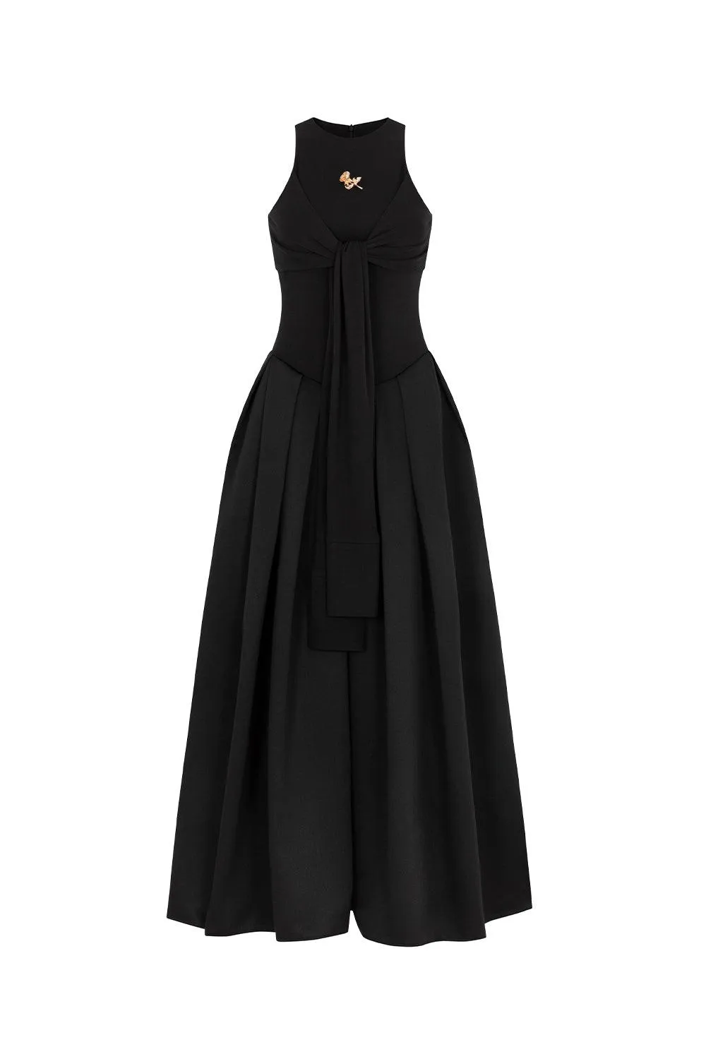 Trixie A-line Cold Shoulder Sleeved Cotton Jersey Ankle Length Dress