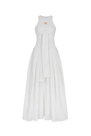 Trixie A-line Cold Shoulder Sleeved Cotton Jersey Ankle Length Dress
