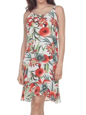 Tropical Print Spaghetti Dress