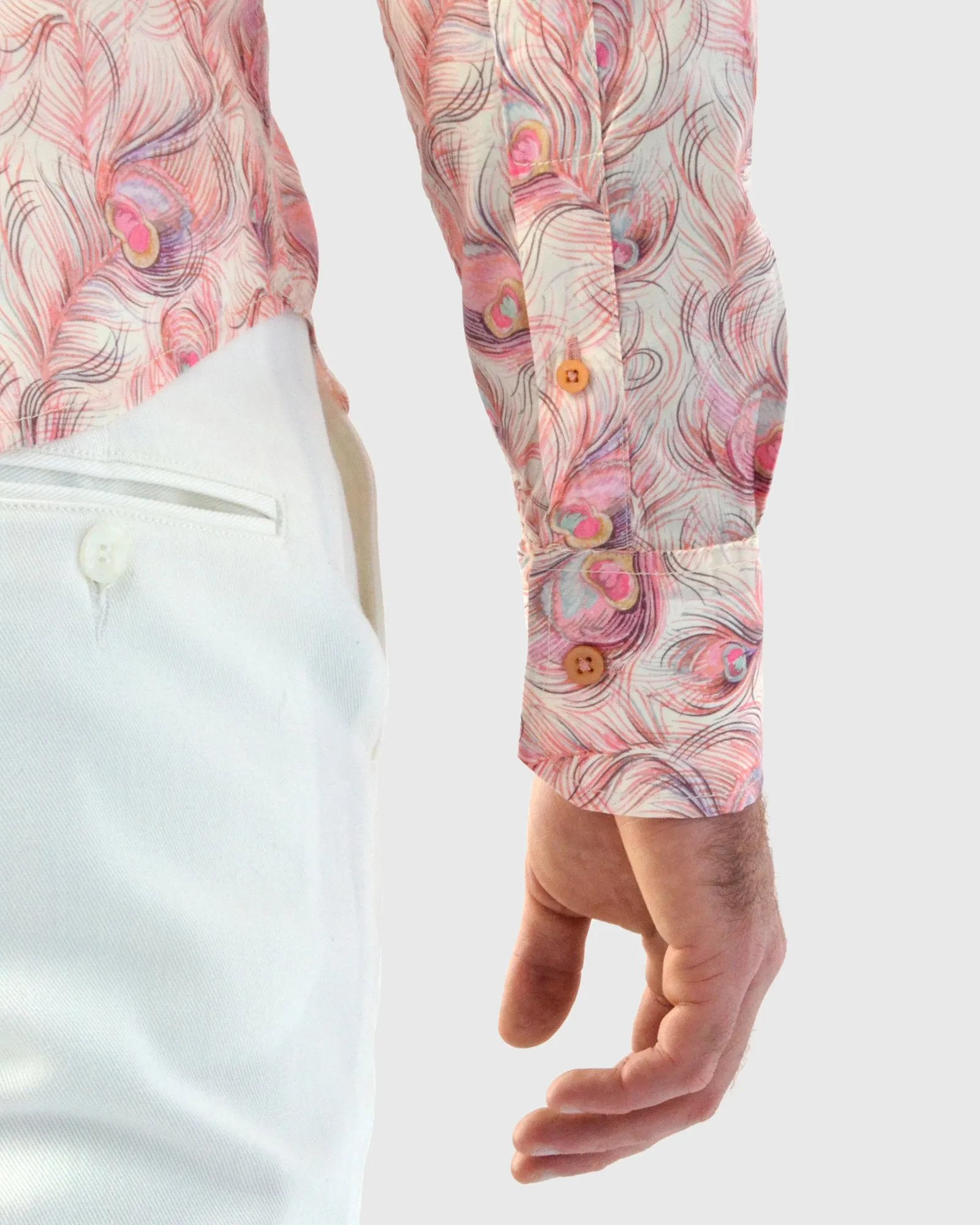 VINCENT & FRANKS W2303632243B APRICOT LIBERTY PRINT SLIM SC SHIRT