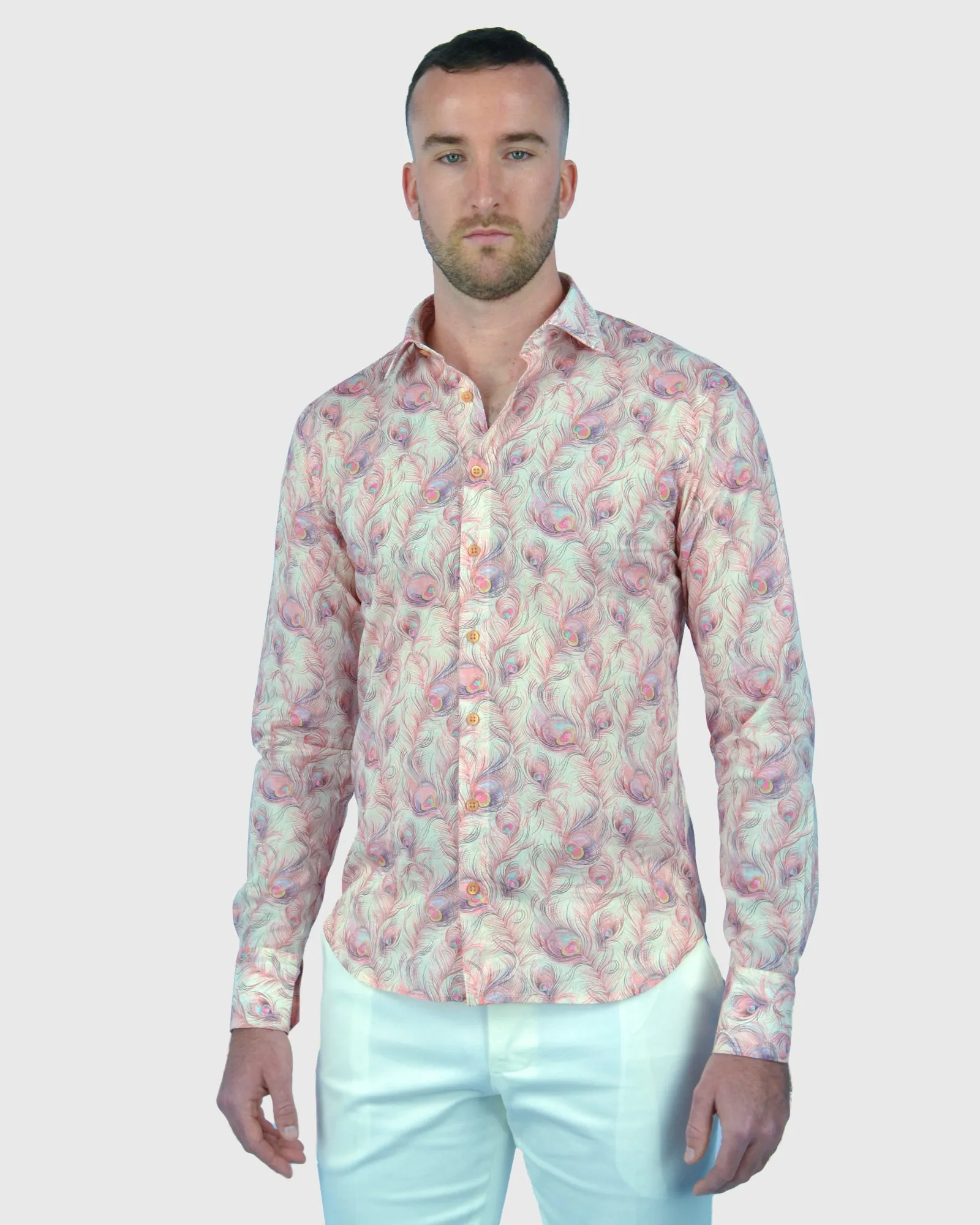 VINCENT & FRANKS W2303632243B APRICOT LIBERTY PRINT SLIM SC SHIRT