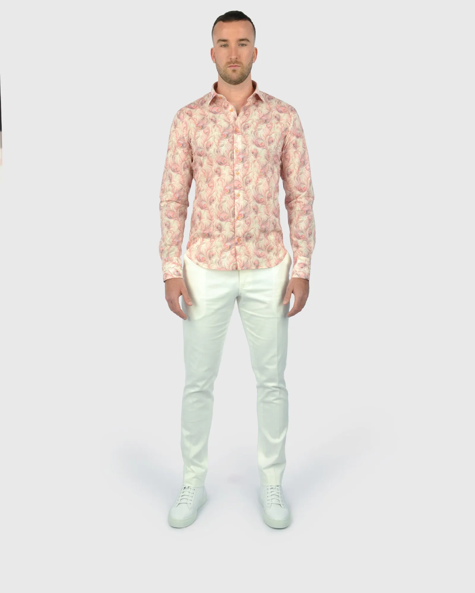 VINCENT & FRANKS W2303632243B APRICOT LIBERTY PRINT SLIM SC SHIRT