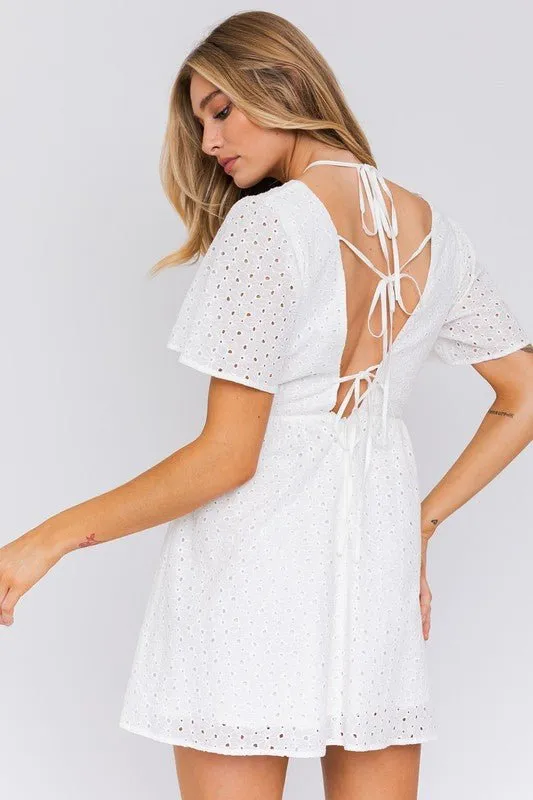 White Eyelet Mini Dress