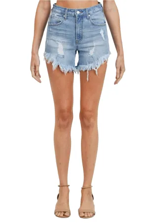 Women's High Waist Destructed Distressed Ripped Denim Shorts