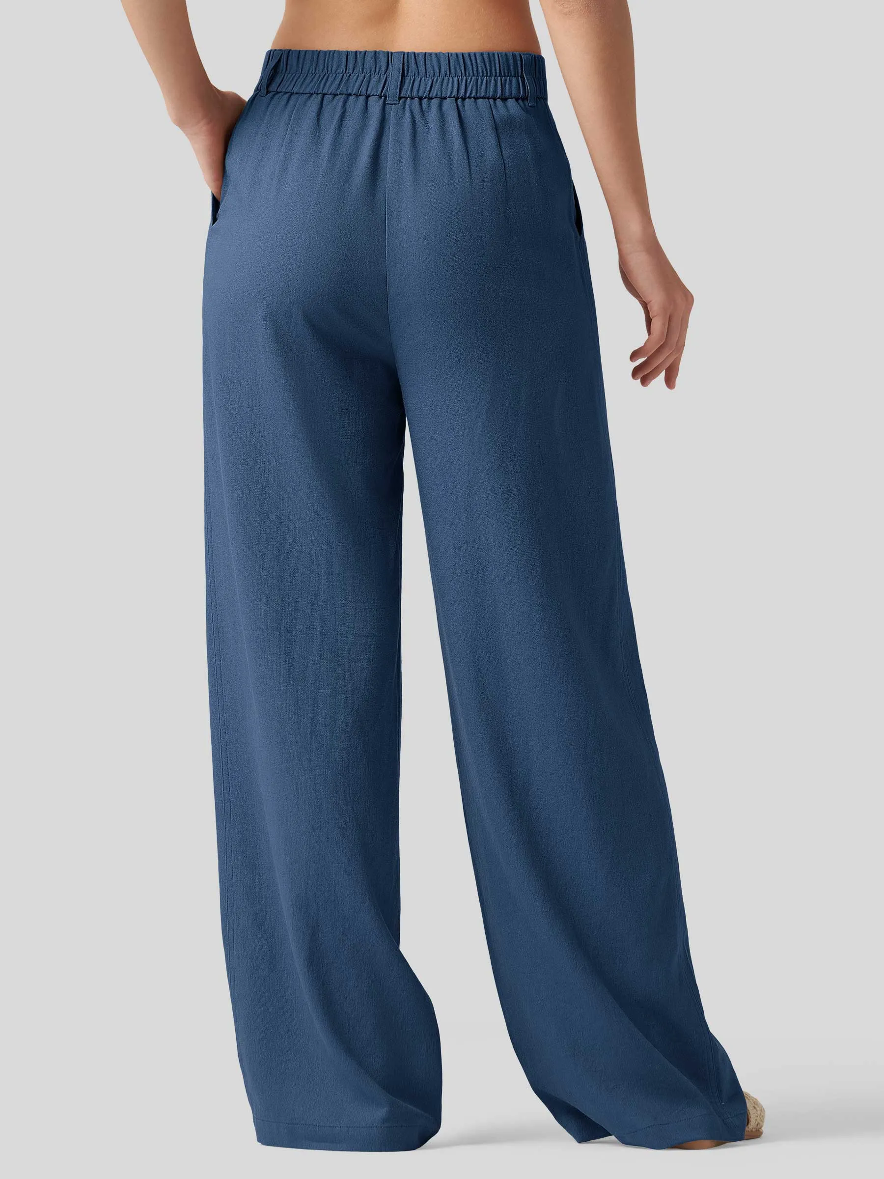 Women's Linen Wide-Leg Dress Slacks 31 inch