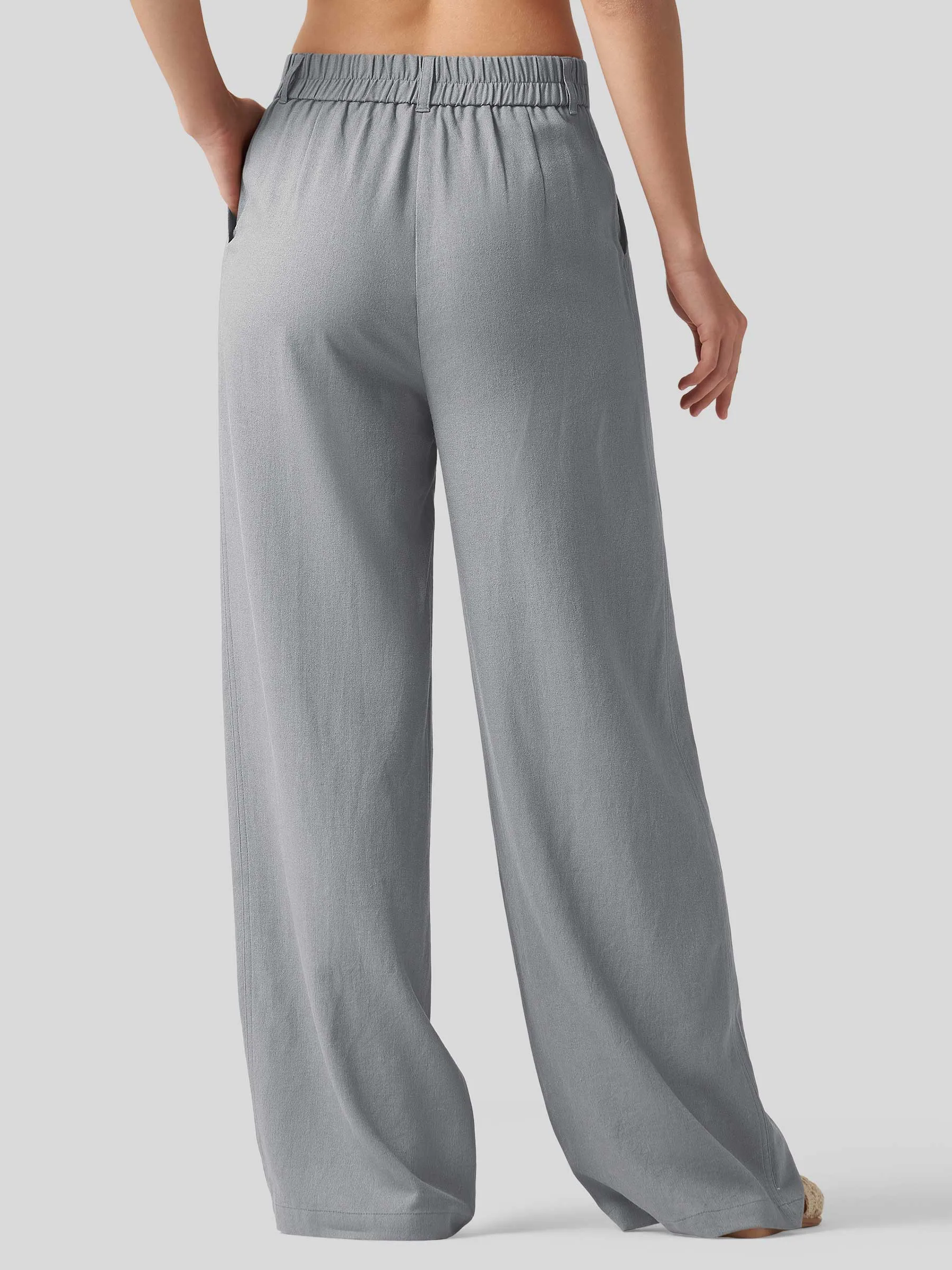 Women's Linen Wide-Leg Dress Slacks 31 inch