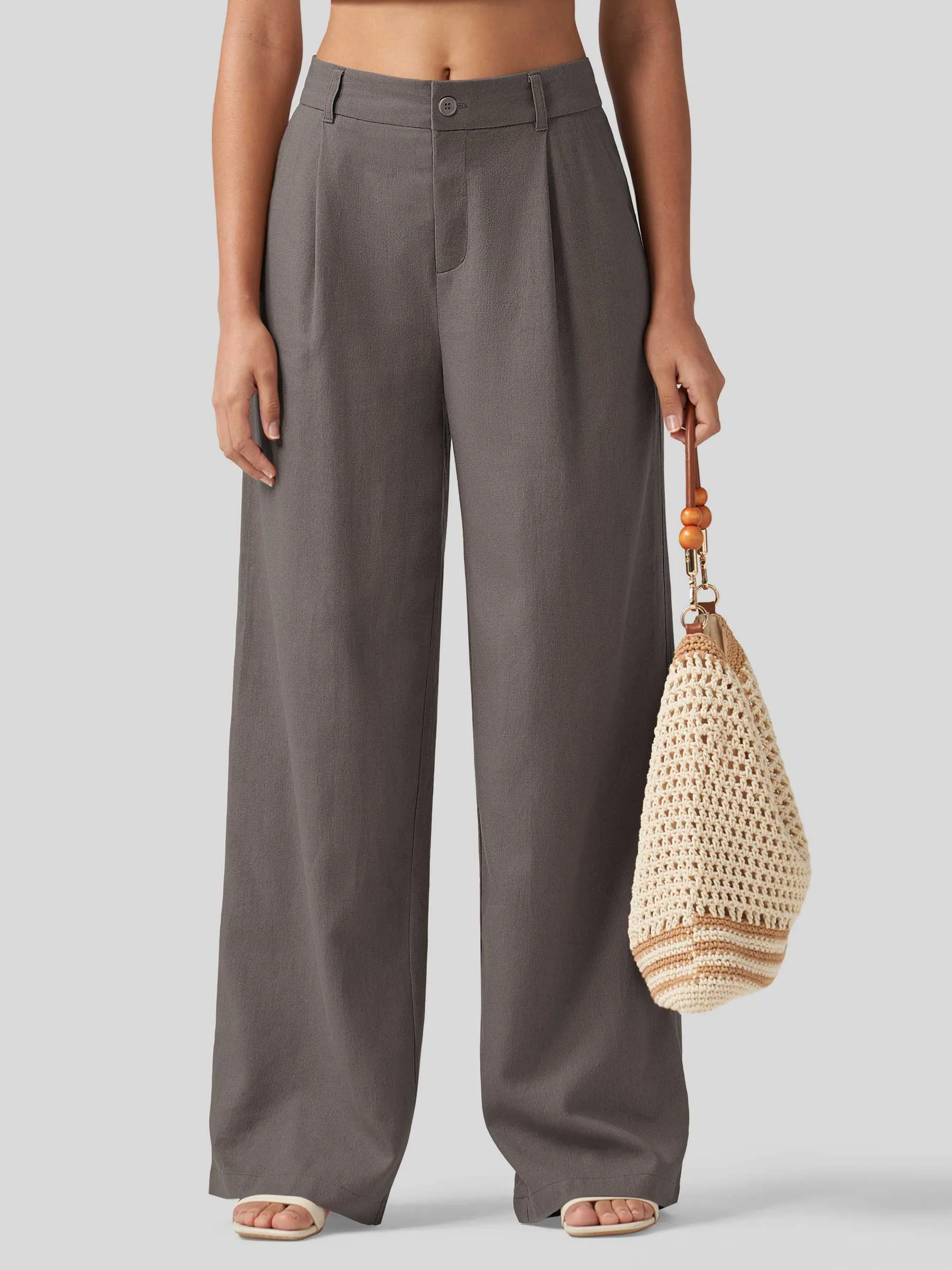 Women's Linen Wide-Leg Dress Slacks 31 inch