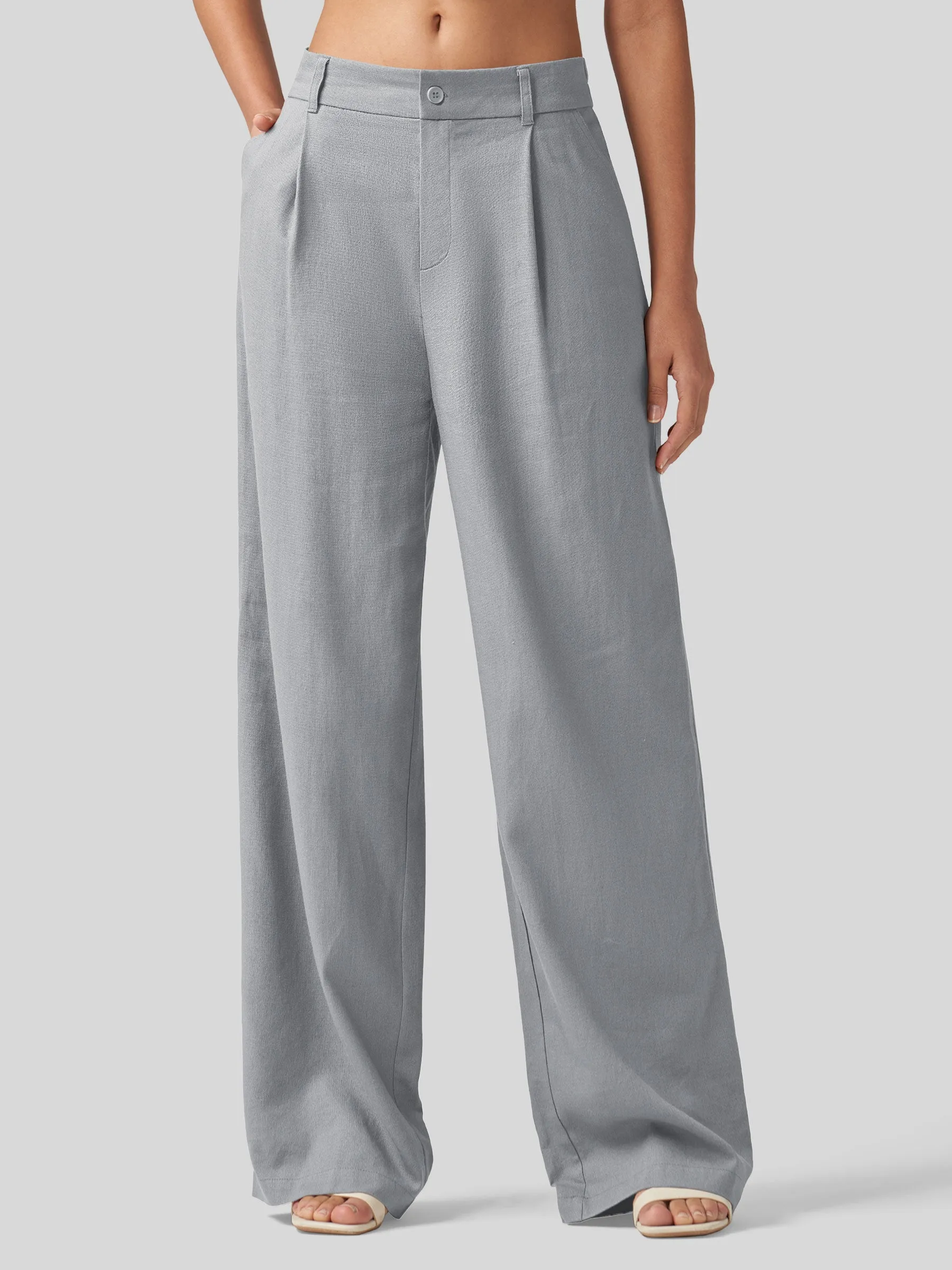 Women's Linen Wide-Leg Dress Slacks 31 inch