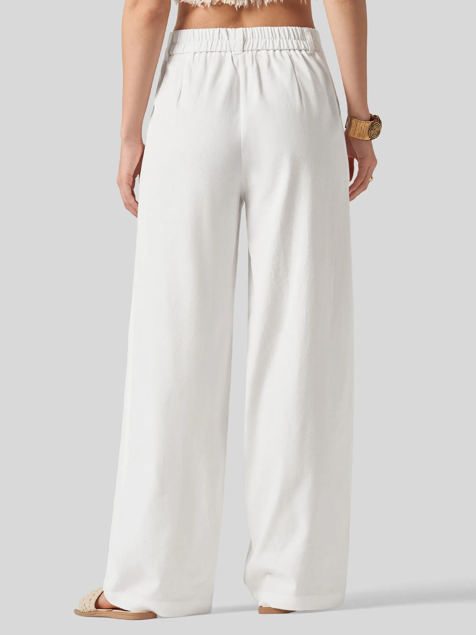 Women's Linen Wide-Leg Dress Slacks 31 inch
