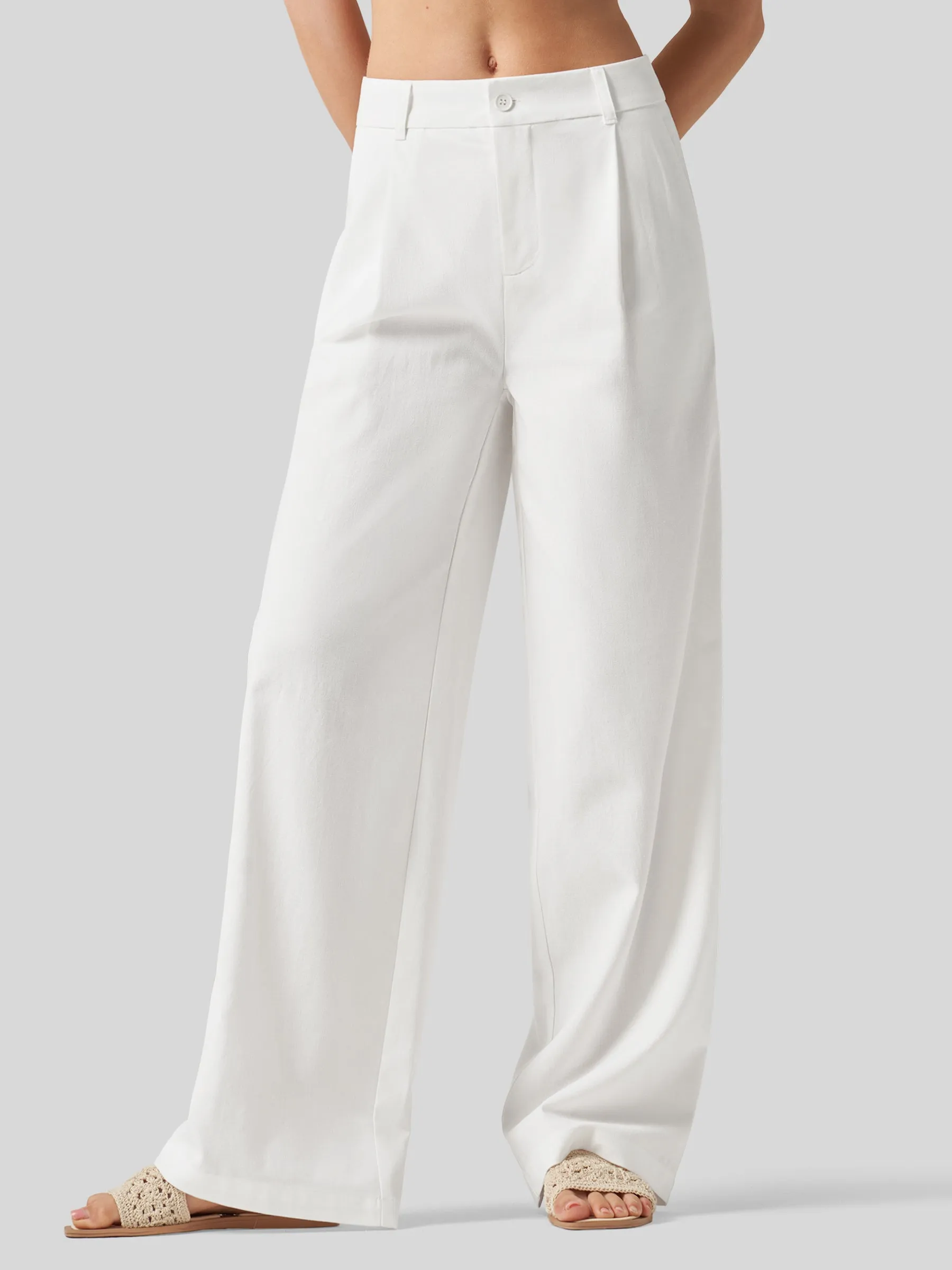 Women's Linen Wide-Leg Dress Slacks 31 inch