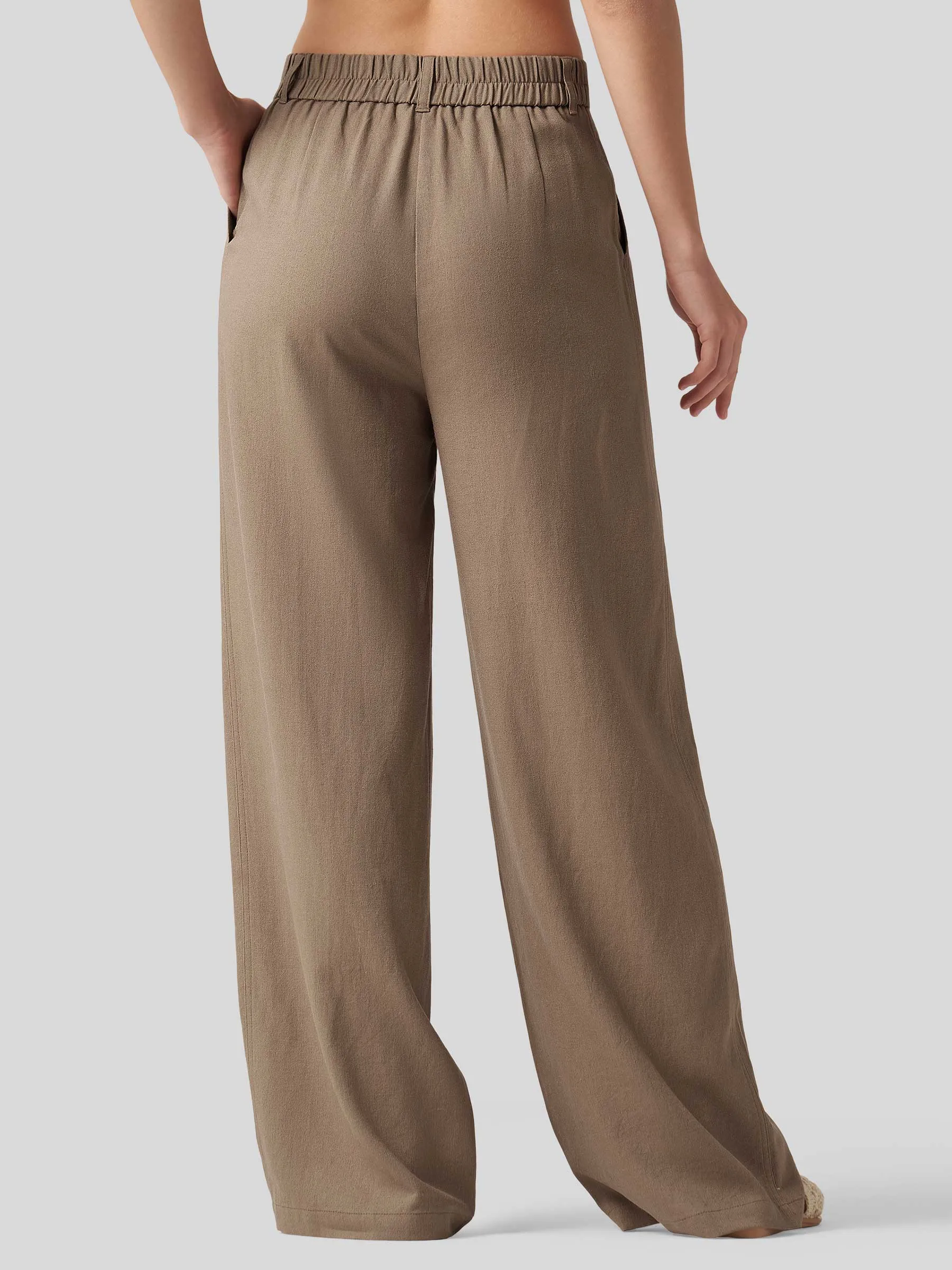 Women's Linen Wide-Leg Dress Slacks 31 inch