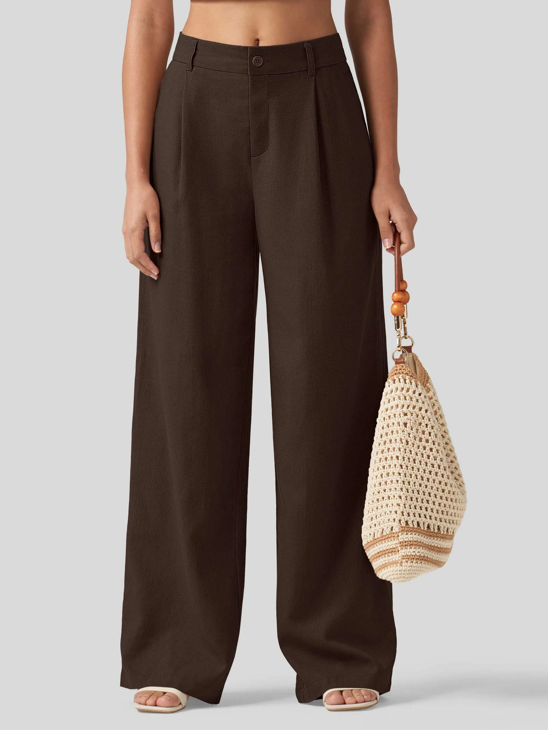 Women's Linen Wide-Leg Dress Slacks 31 inch