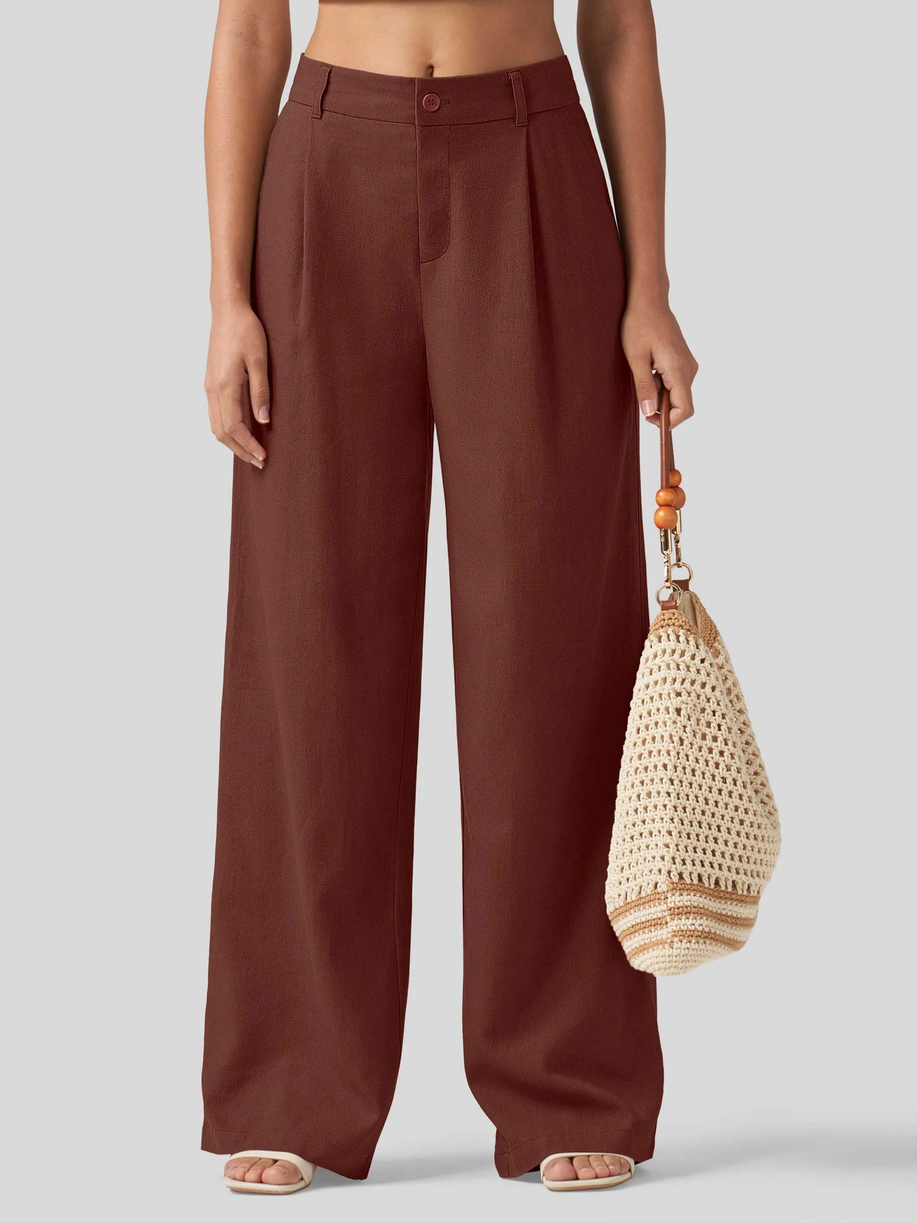 Women's Linen Wide-Leg Dress Slacks 31 inch