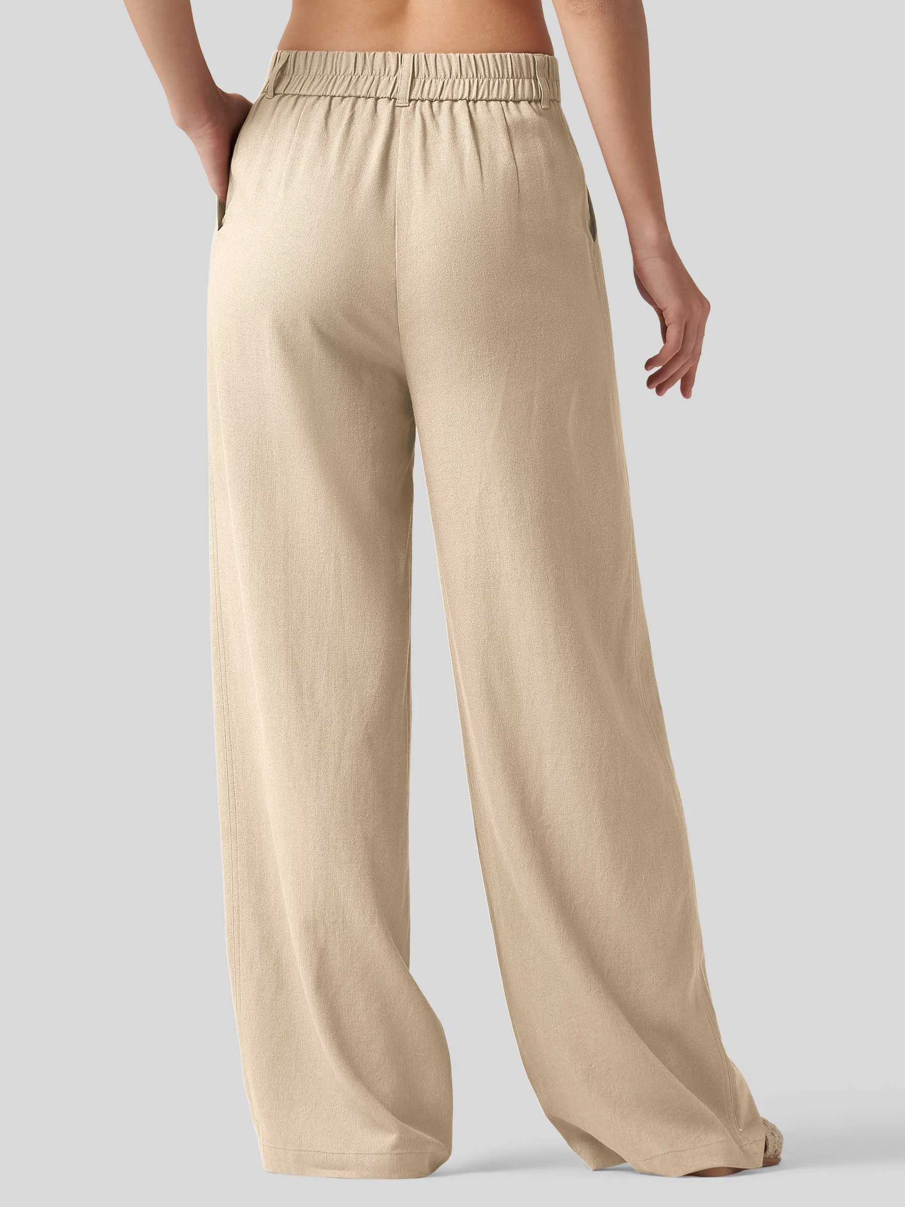 Women's Linen Wide-Leg Dress Slacks 31 inch