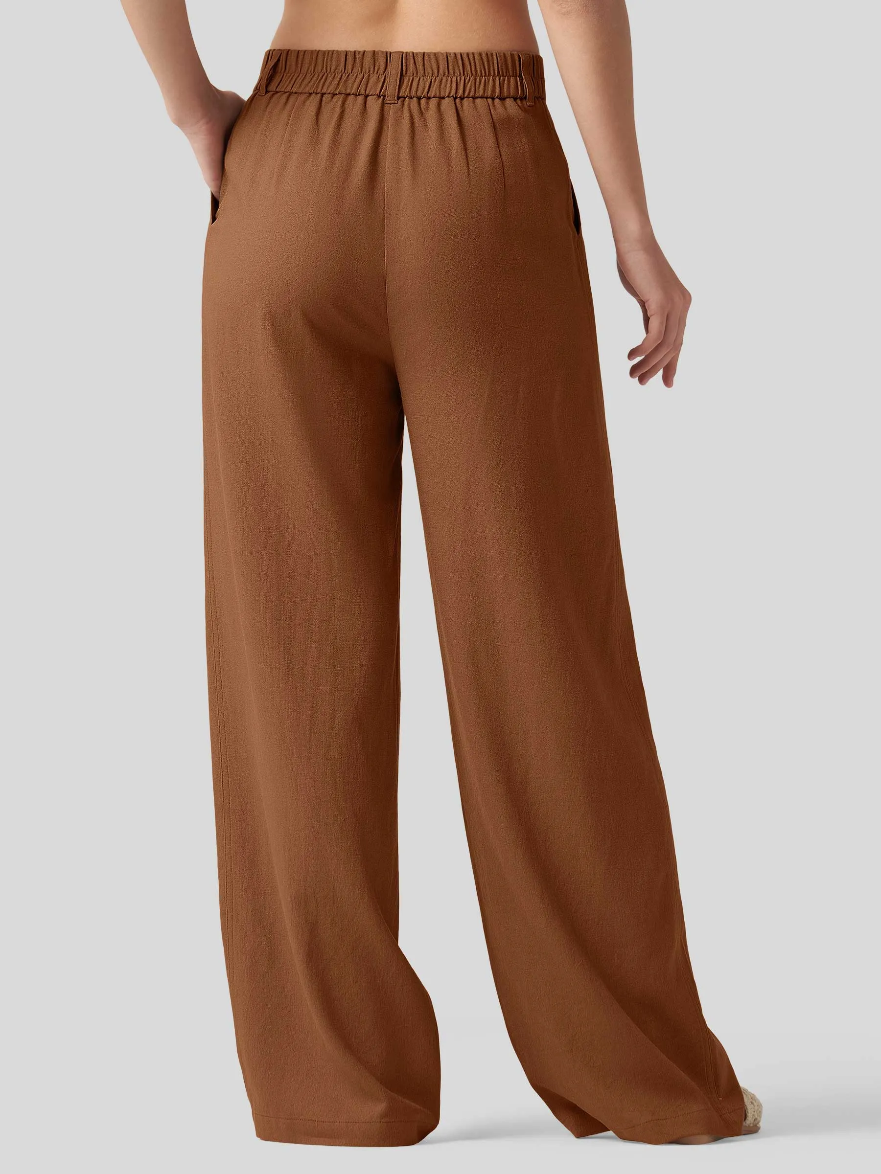 Women's Linen Wide-Leg Dress Slacks 31 inch