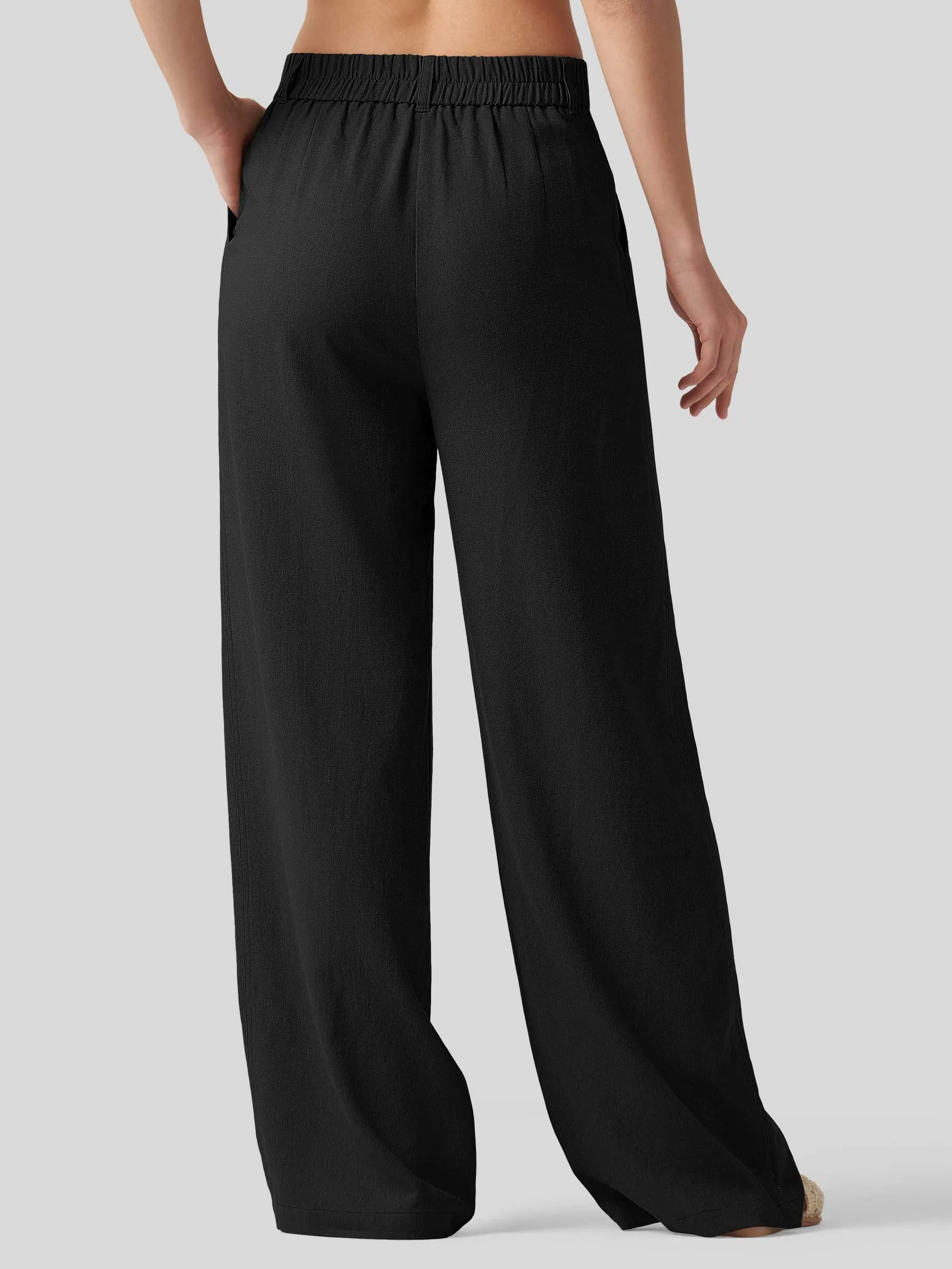 Women's Linen Wide-Leg Dress Slacks 31 inch