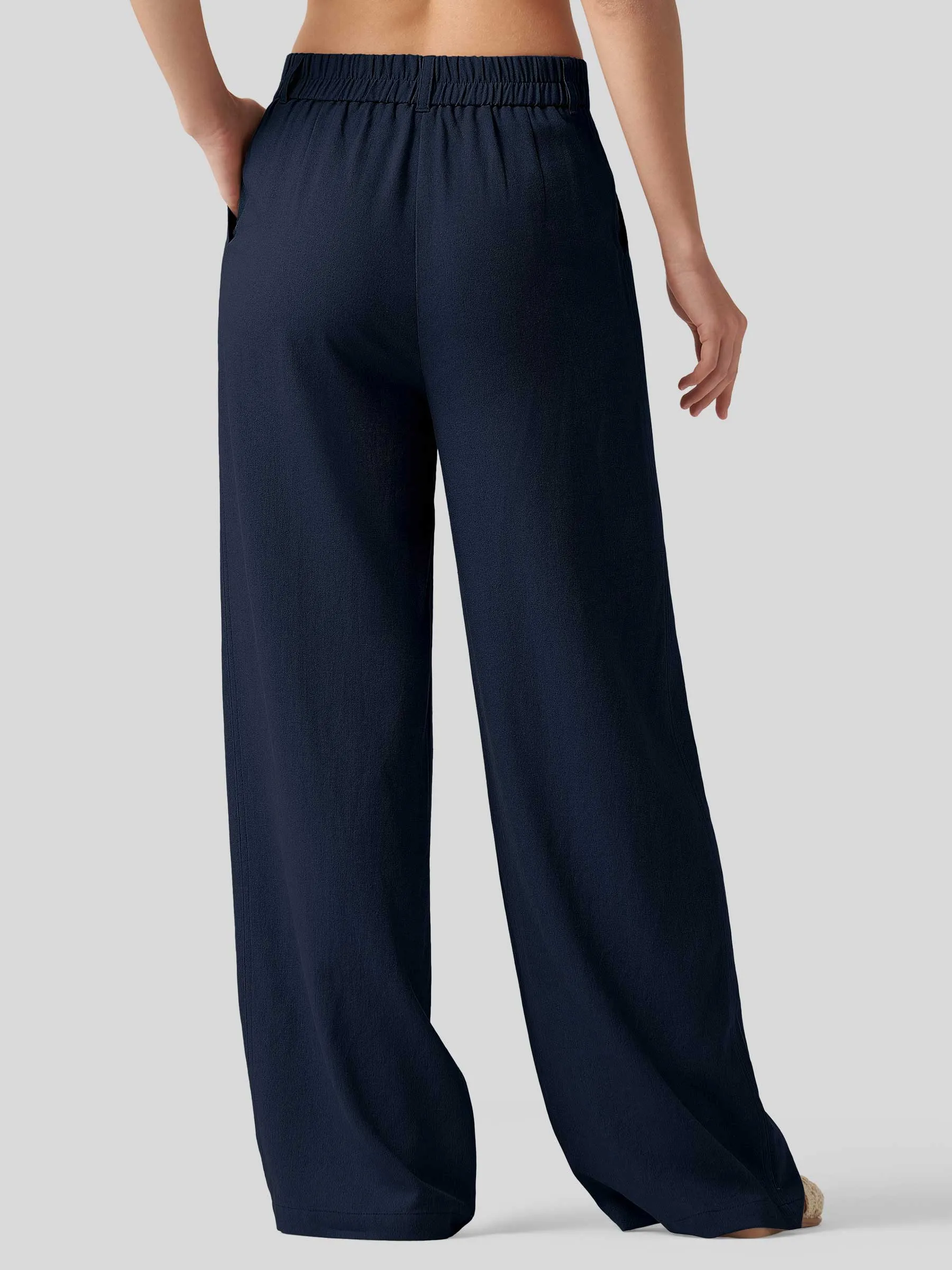 Women's Linen Wide-Leg Dress Slacks 31 inch