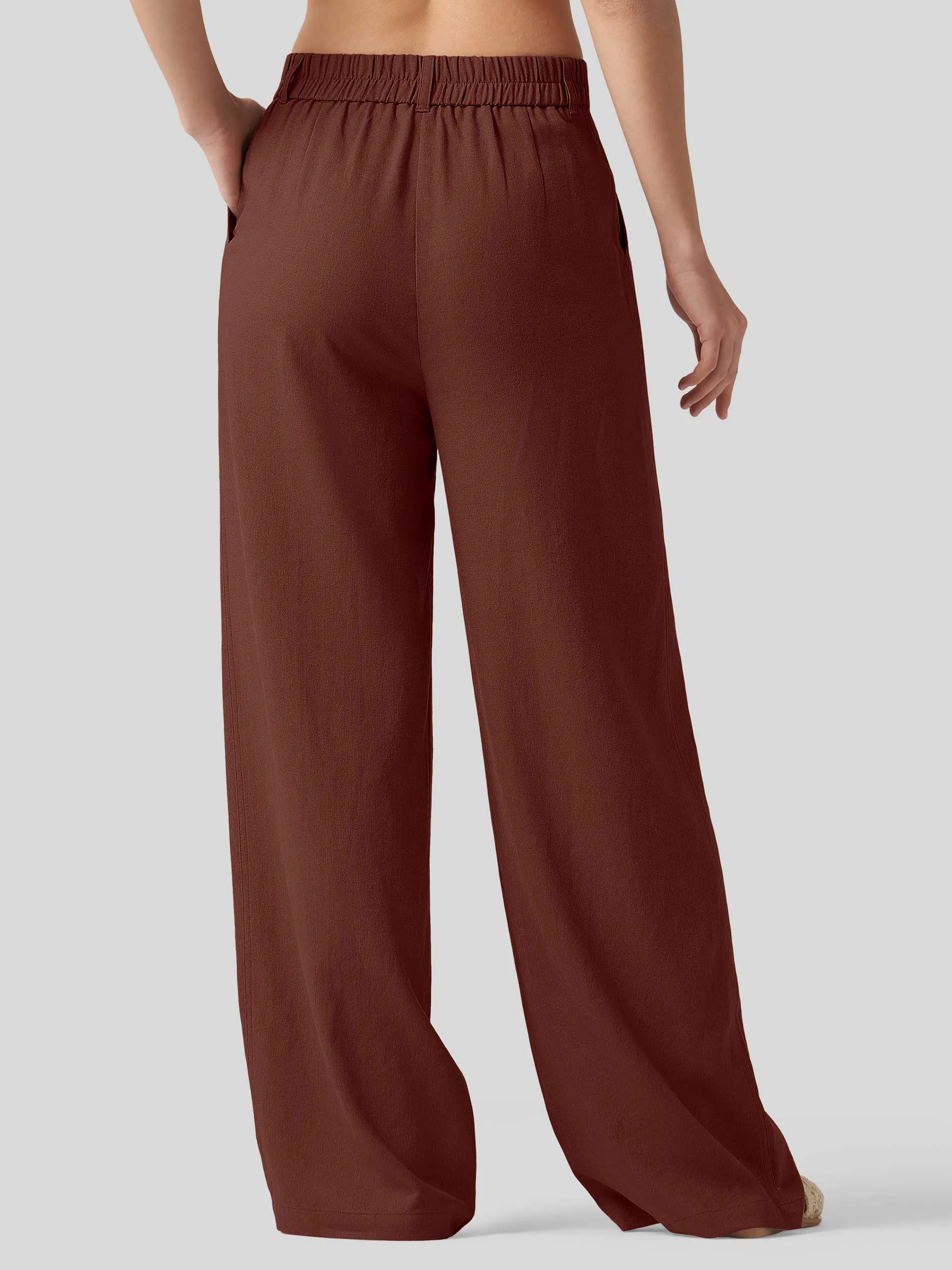 Women's Linen Wide-Leg Dress Slacks 31 inch