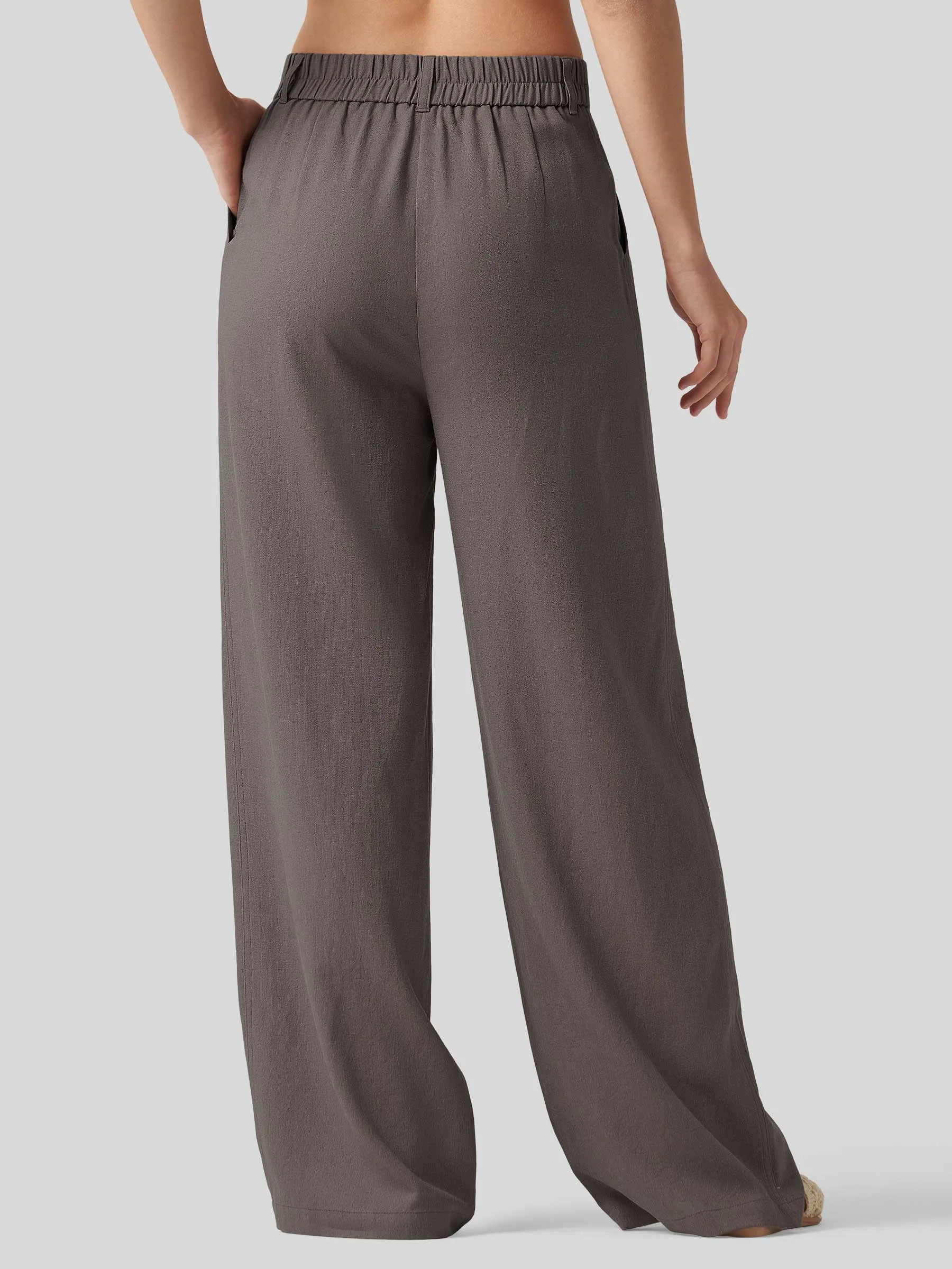 Women's Linen Wide-Leg Dress Slacks 31 inch