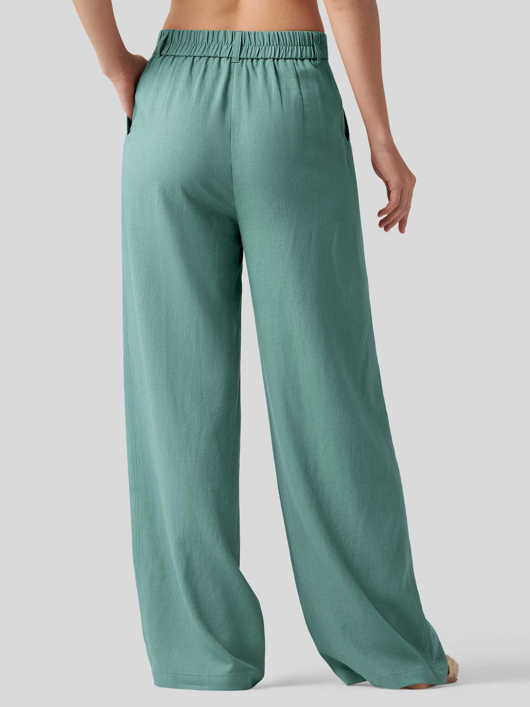 Women's Linen Wide-Leg Dress Slacks 31 inch