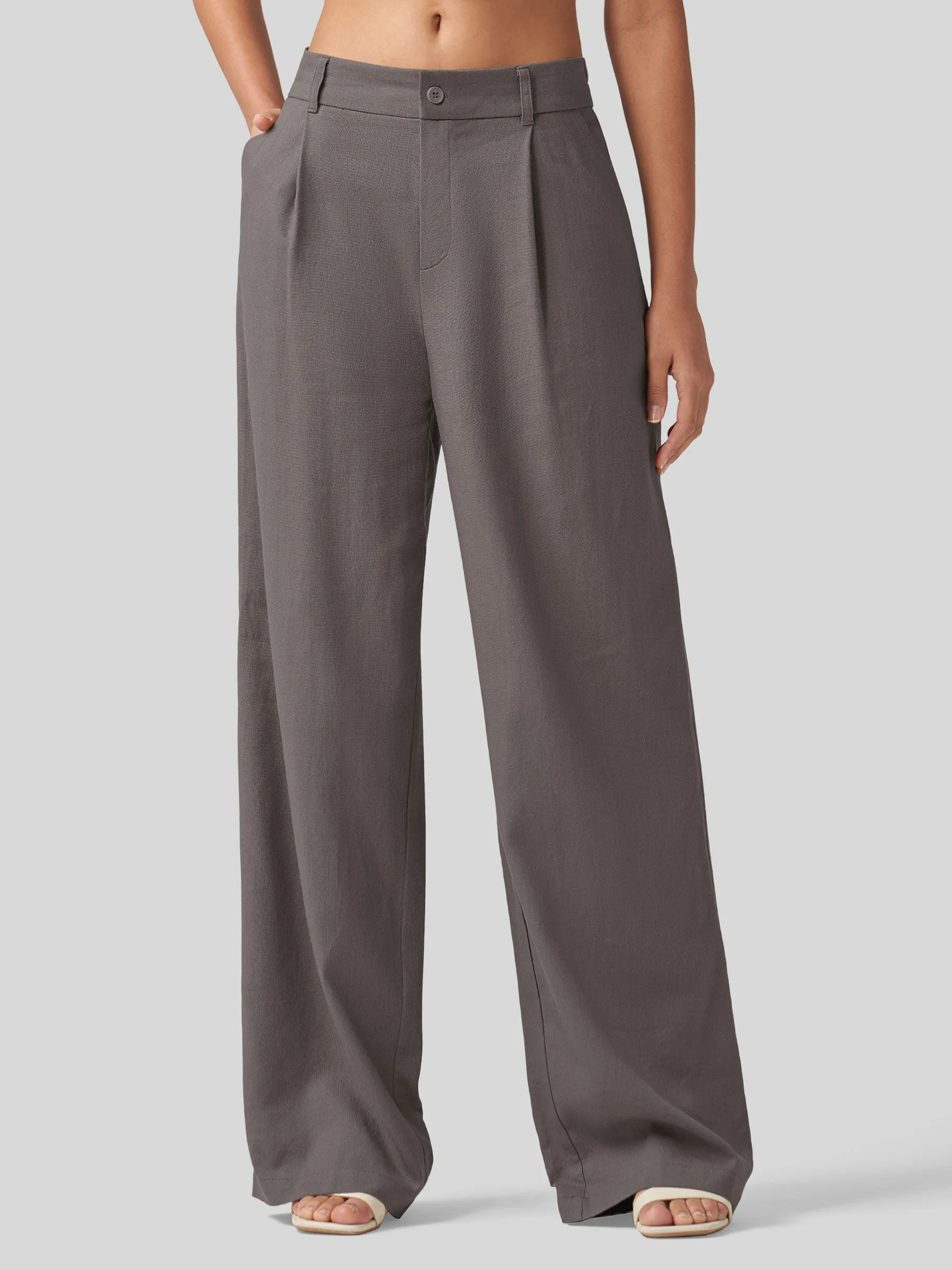 Women's Linen Wide-Leg Dress Slacks 31 inch