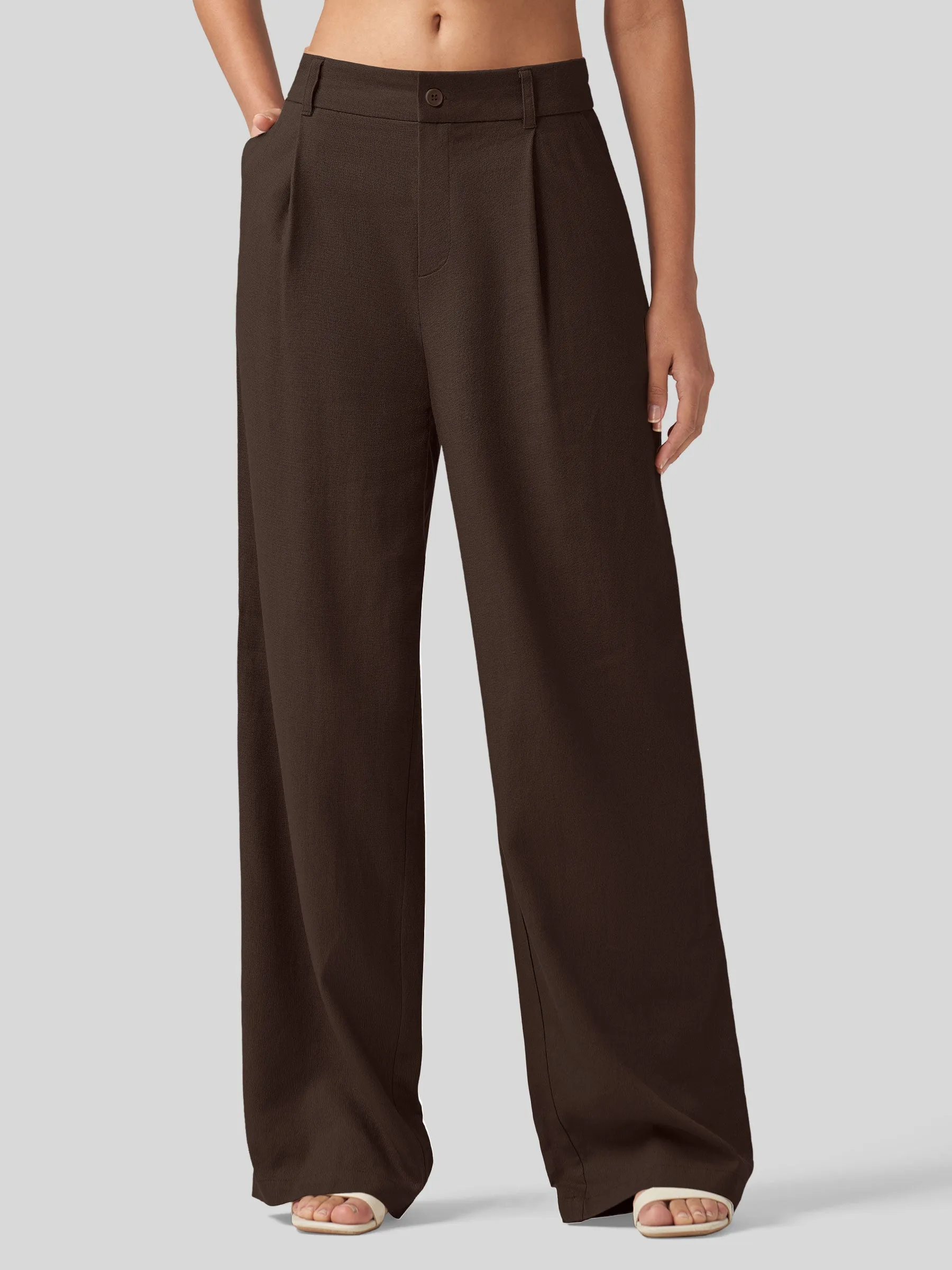 Women's Linen Wide-Leg Dress Slacks 31 inch
