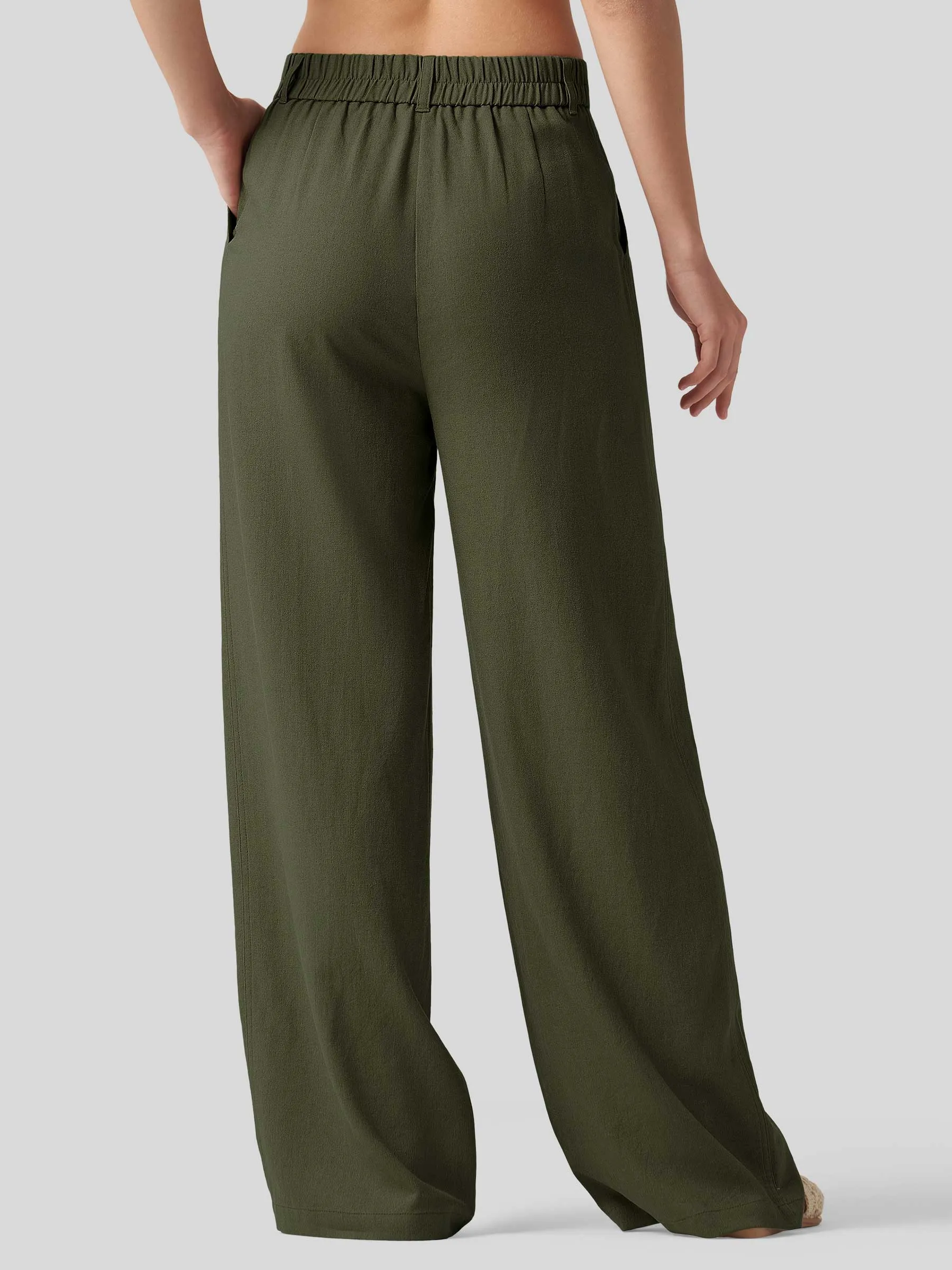 Women's Linen Wide-Leg Dress Slacks 31 inch