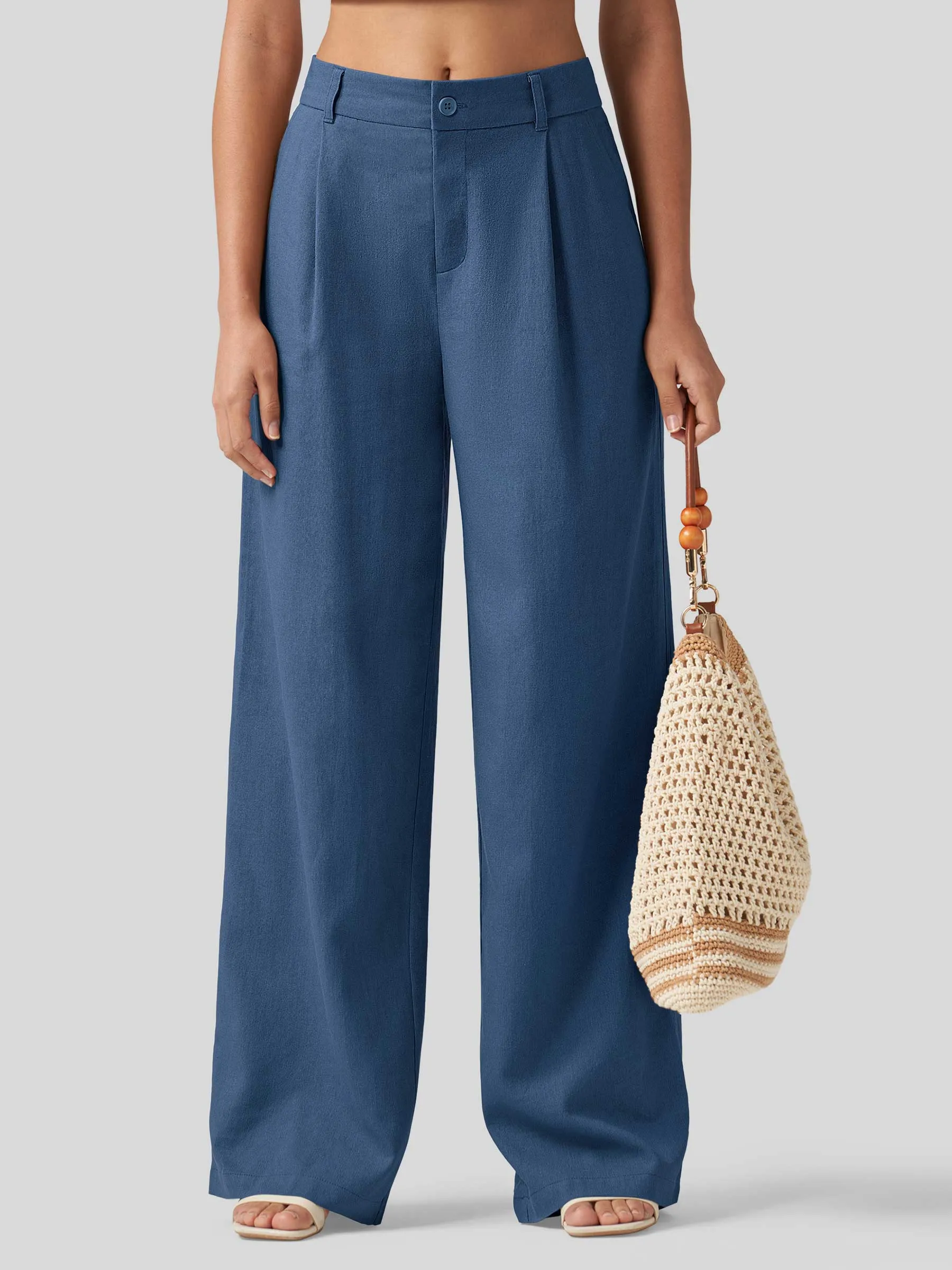 Women's Linen Wide-Leg Dress Slacks 31 inch