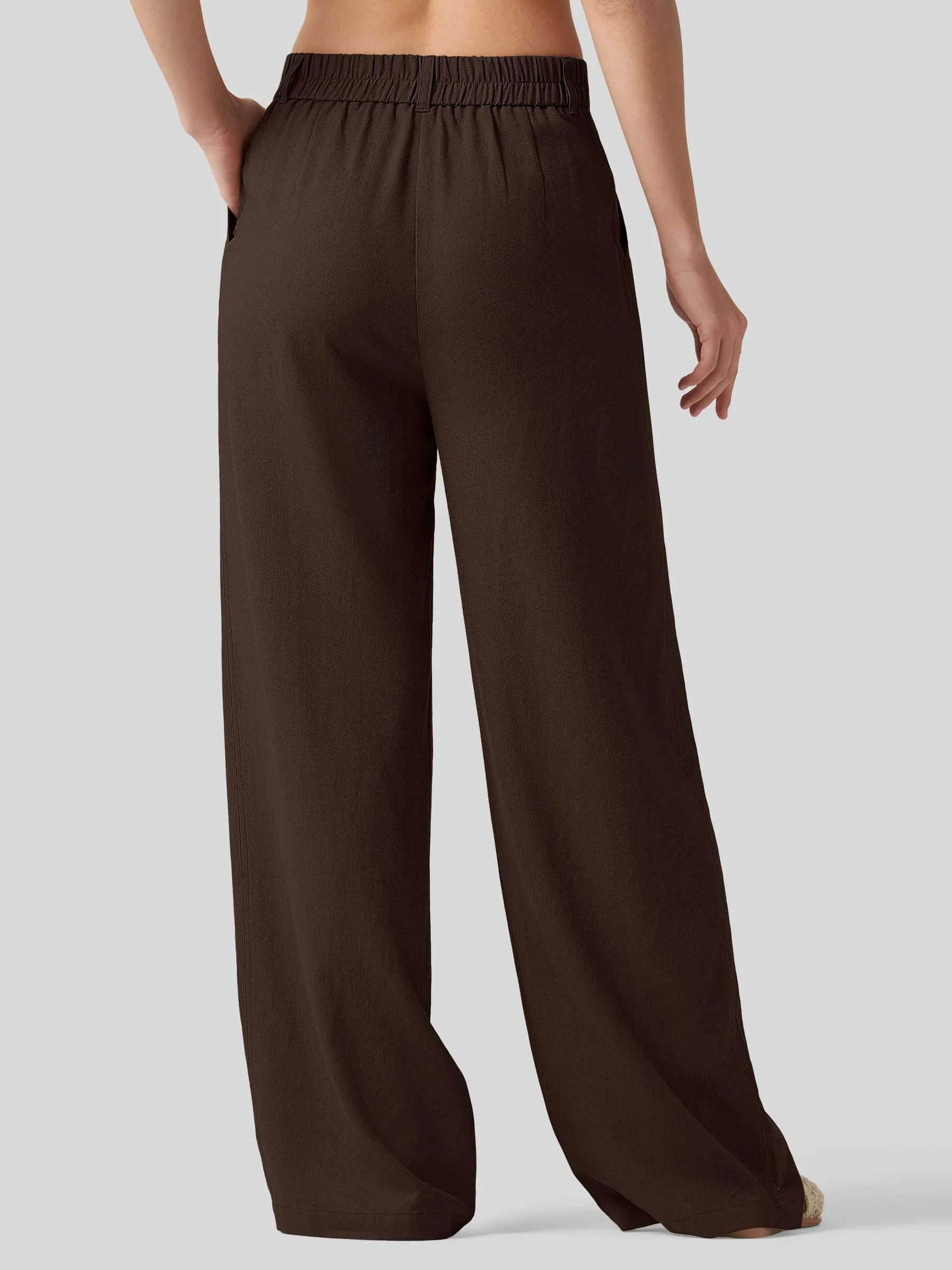 Women's Linen Wide-Leg Dress Slacks 31 inch