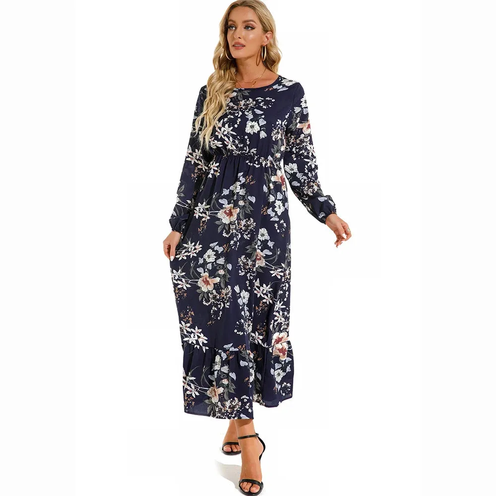 Women's Stylish O-neck Chiffon Dress