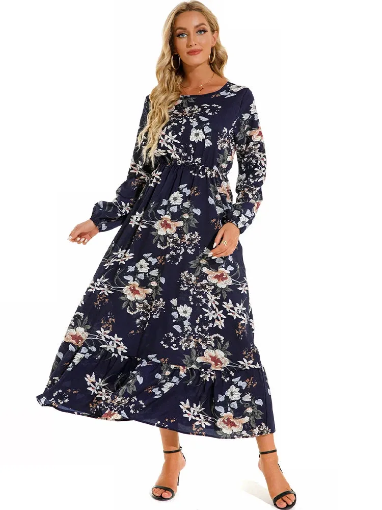 Women's Stylish O-neck Chiffon Dress